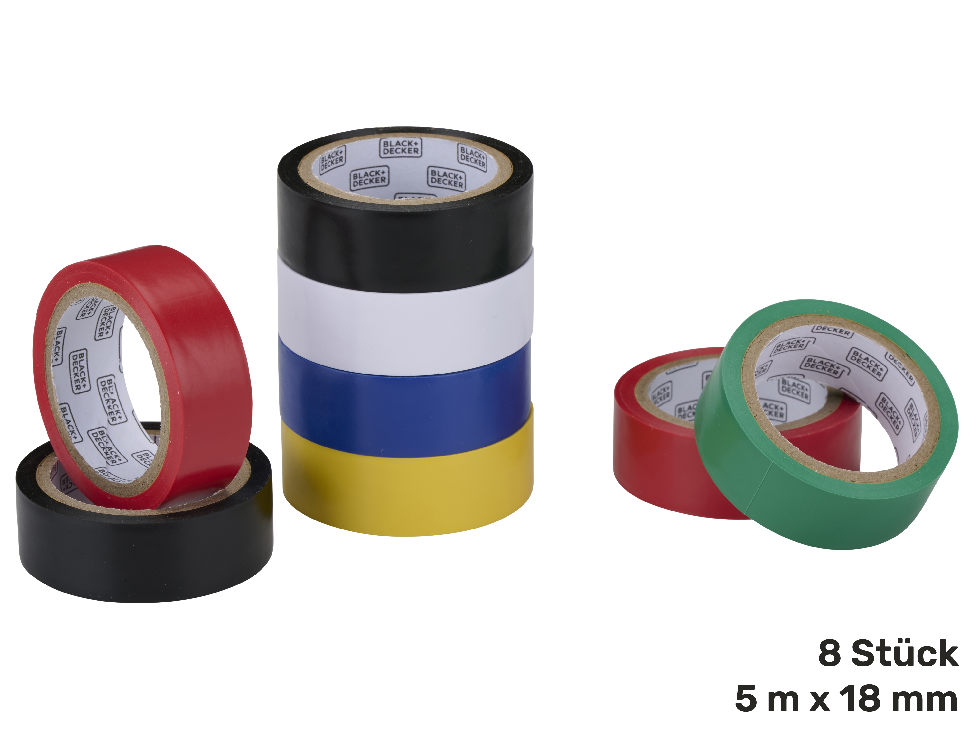 BLACK & DECKER Isolierband,18mm, 5m, 8 Rollen Isolierband, BLACK + DECKER, 18mm, 5m, 8 Rollen