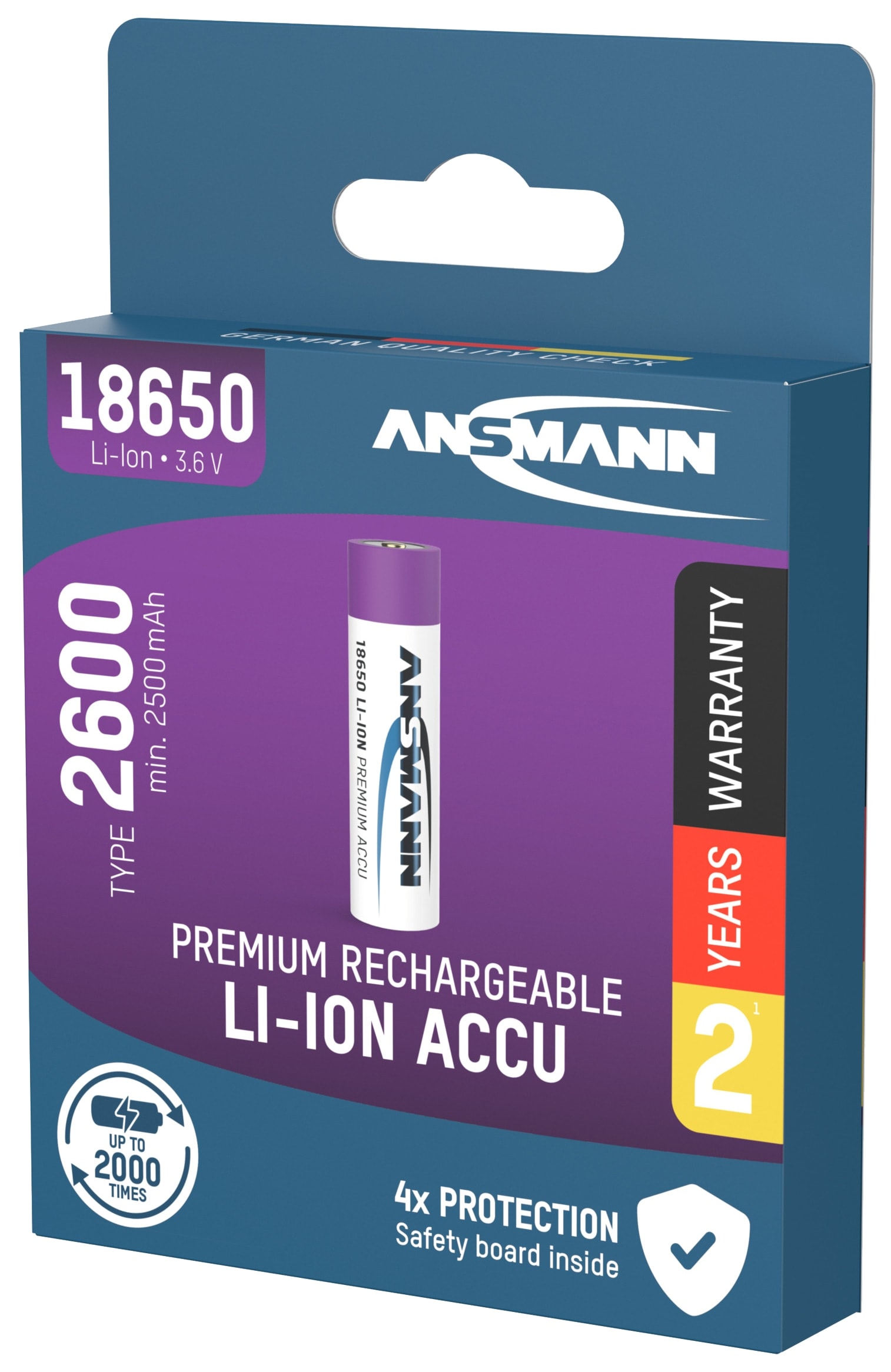 ANSMANN LiIon-Akku 1307-0000, 18650, 3,6 V-/2600 mAh ANSMANN LiIon-Akku 1307-0000, 18650, 3,6 V-/2600 mAh