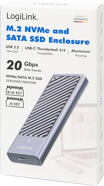 LOGILINK Festplattengehäuse UA0435 M.2 NVMe USB 3.2 2x2, bis zu 10TB, bis zu 20Gbit/s LOGILINK Festplattengehäuse UA0435 M.2 NVMe USB 3.2 2x2, bis zu 10TB, bis zu 20Gbit/s