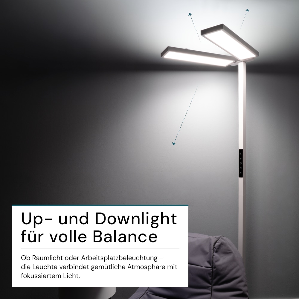 LUXULA LED-Büro-Stehleuchte, Up/Down, 120W, 4000K, EEK: F, 8500lm, IP20, dimmbar, weiß LUXULA LED-Büro-Stehleuchte, Up/Down, 120W, 4000K, EEK: F, 8500lm, IP20, dimmbar, weiß