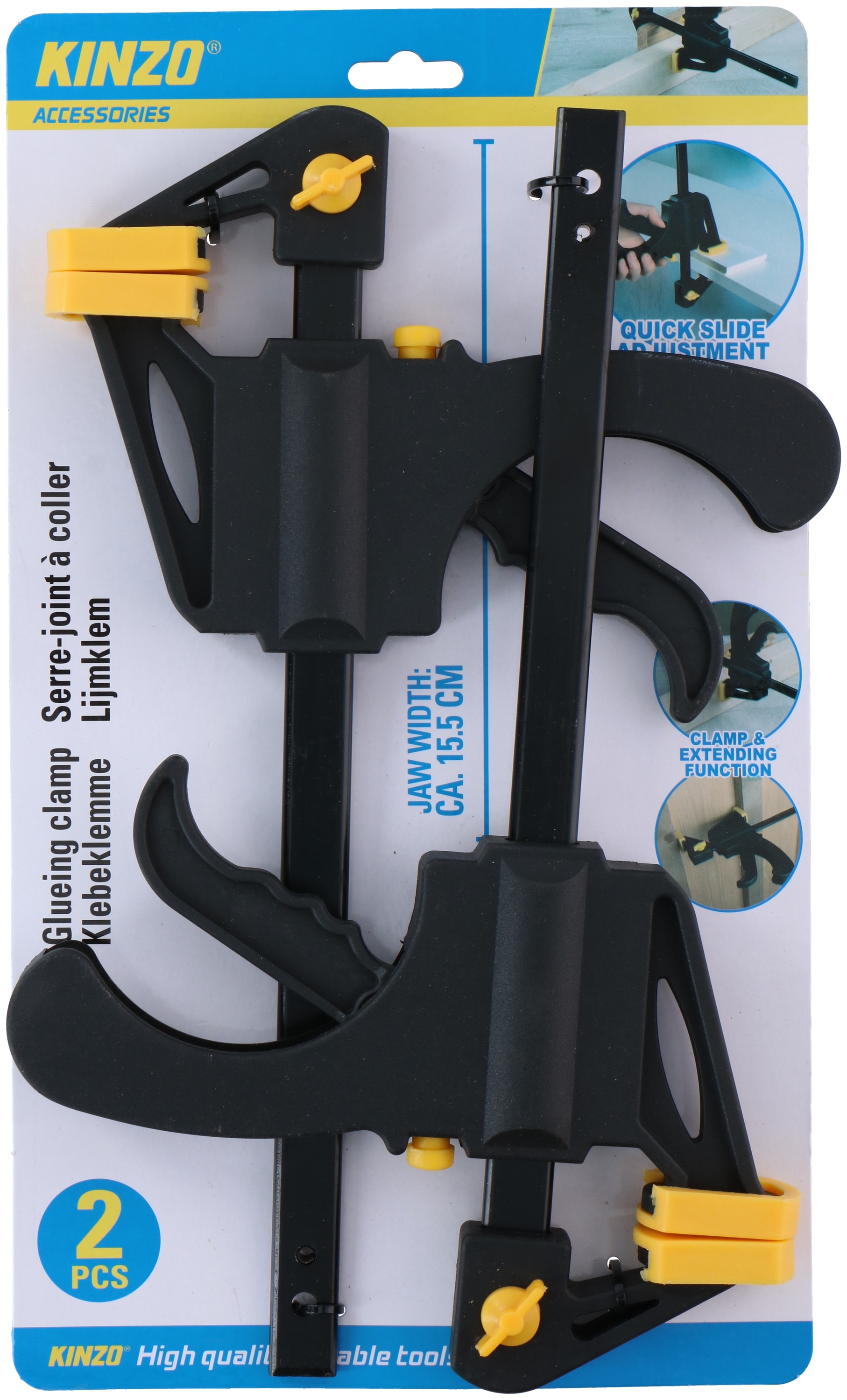 KINZO Schnellspannzwinge, 2 Stück, 15 cm KINZO Schnellspannzwinge, 2 Stück, 15 cm