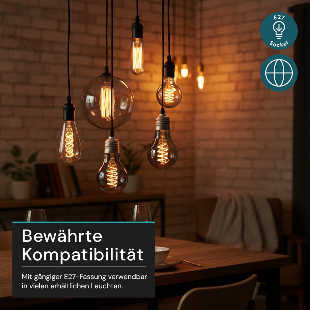LUXULA LED-Filament-Lampe, SPIRAL, Bulb, E27, 4W, 40lm, 1800K, dimmbar LUXULA LED-Filament-Lampe, SPIRAL, Bulb, E27, 4W, 40lm, 1800K, dimmbar