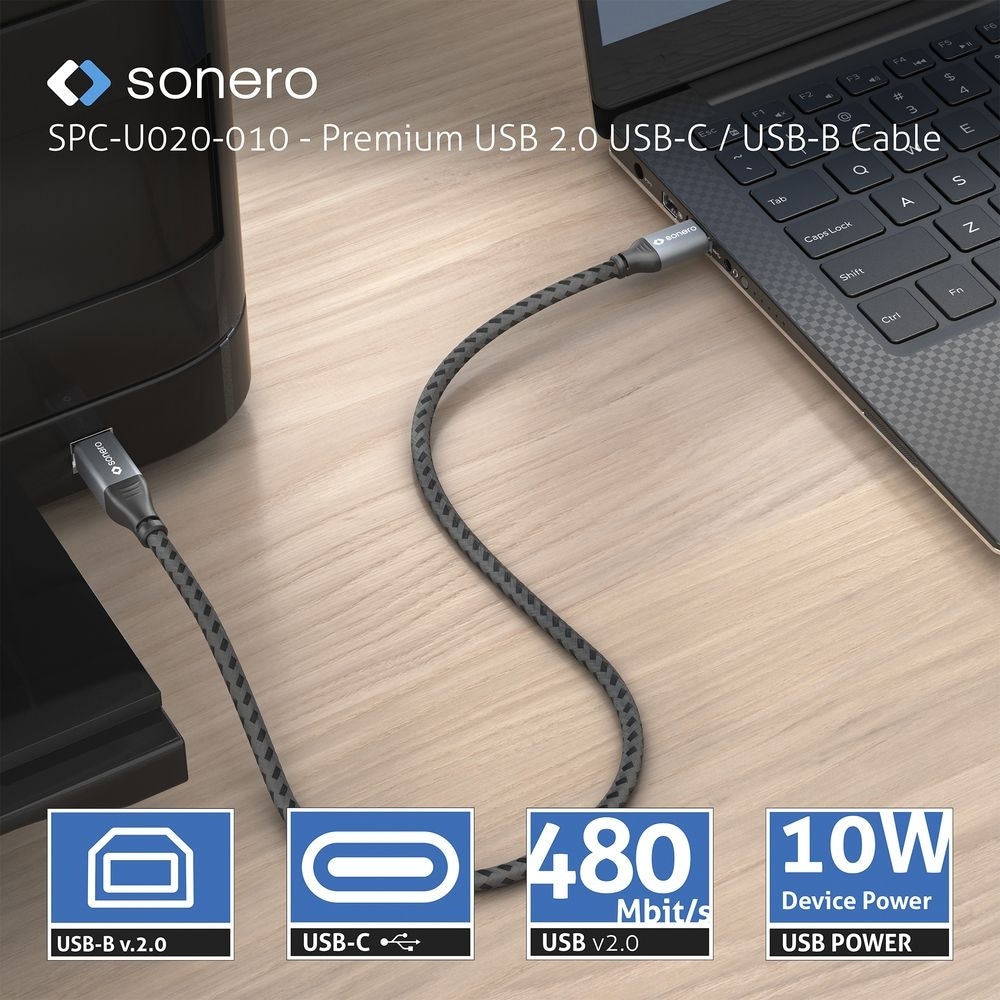 SONERO USB 2.0 Kabel SPC-U020-010 C/B 1m grau-schwarz