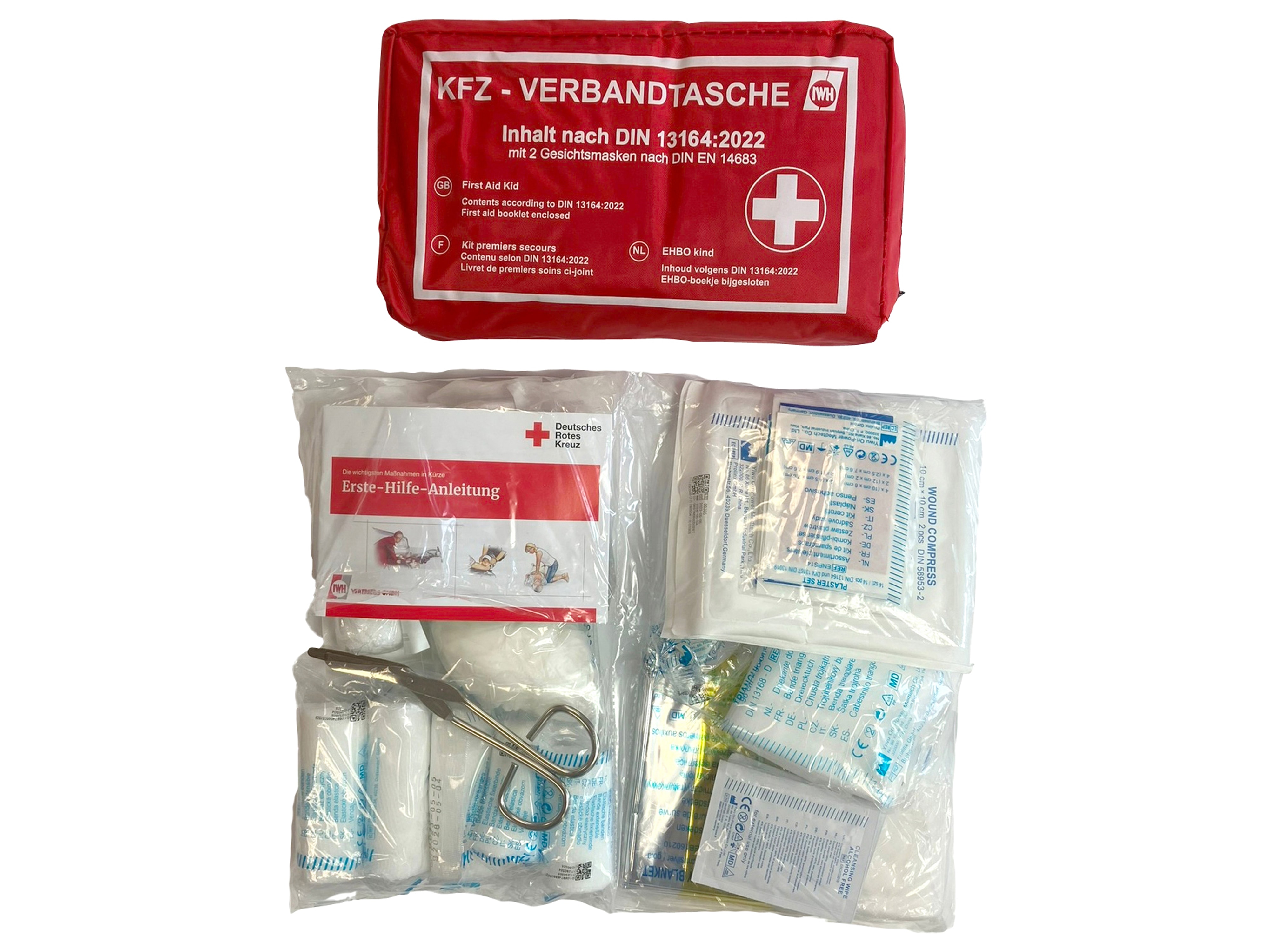 IWH KFZ-Verbandstasche 023511, rot, DIN 131064:2022 IWH KFZ-Verbandstasche 023511, rot, DIN 131064:2022