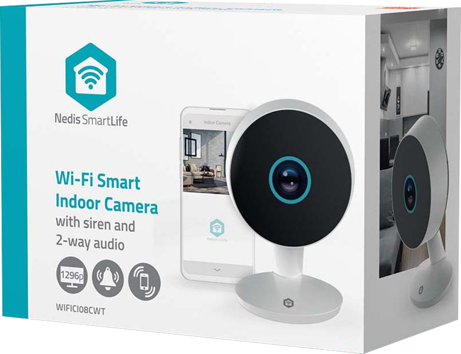NEDIS SmartLife Indoor Kamera WIFICI08CWT, 3MP Full HD 1296p, Nachtsicht, Bewegungsmelder, weiß NEDIS SmartLife Indoor Kamera WIFICI08CWT, 3MP Full HD 1296p, Nachtsicht, Bewegungsmelder, weiß