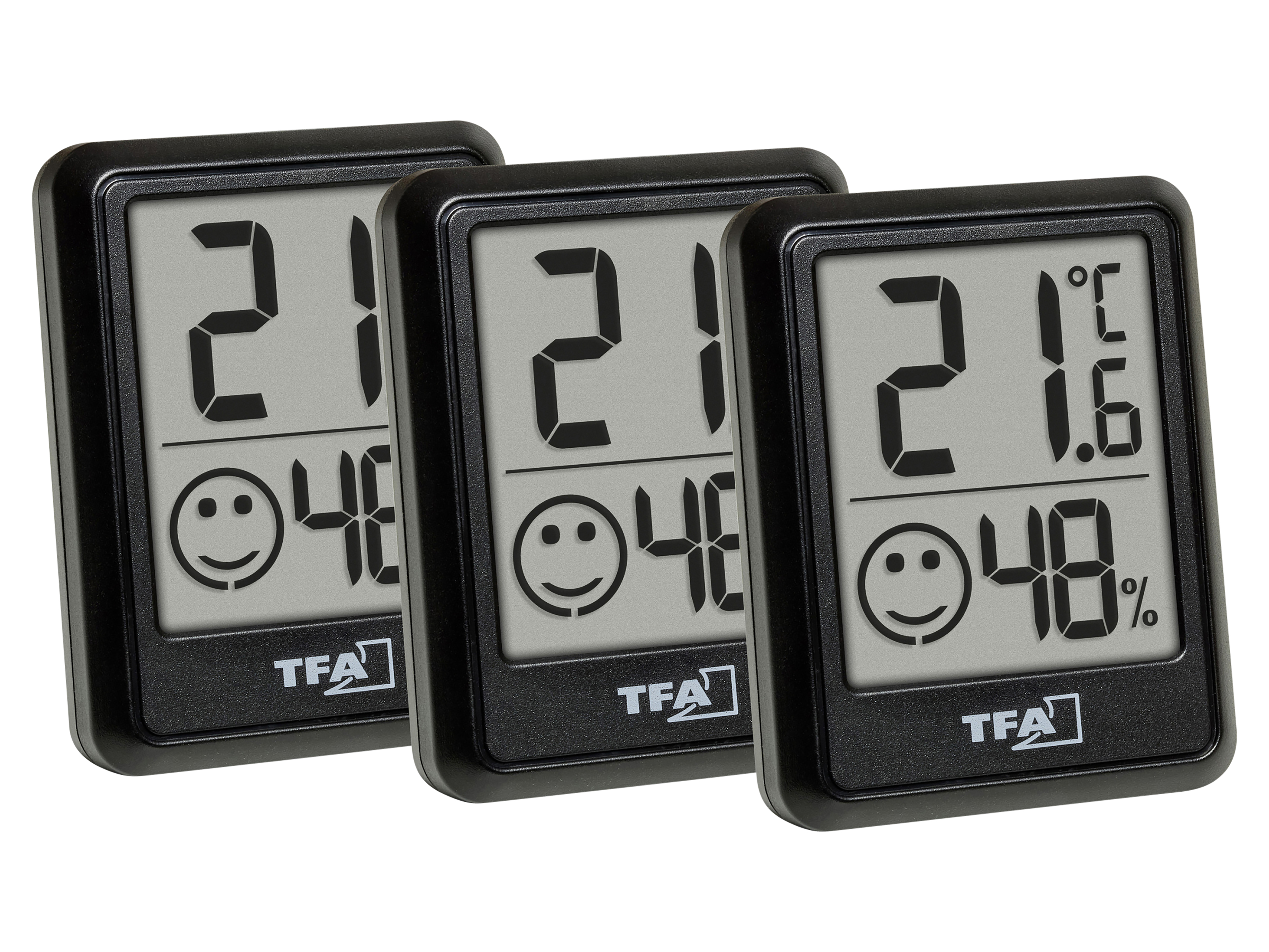 TFA Digitales Thermo-Hygrometer 30.5060.01.03, 3 Stück, schwarz TFA Digitales Thermo-Hygrometer 30.5060.01.03, 3 Stück, schwarz
