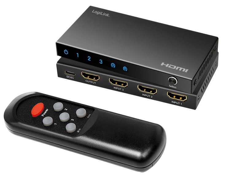 LOGILINK HDMI-Switch HD0062, 3x 1-Port, 4K/60 Hz, schwarz LOGILINK HDMI-Switch HD0062, 3x 1-Port, 4K/60 Hz, schwarz