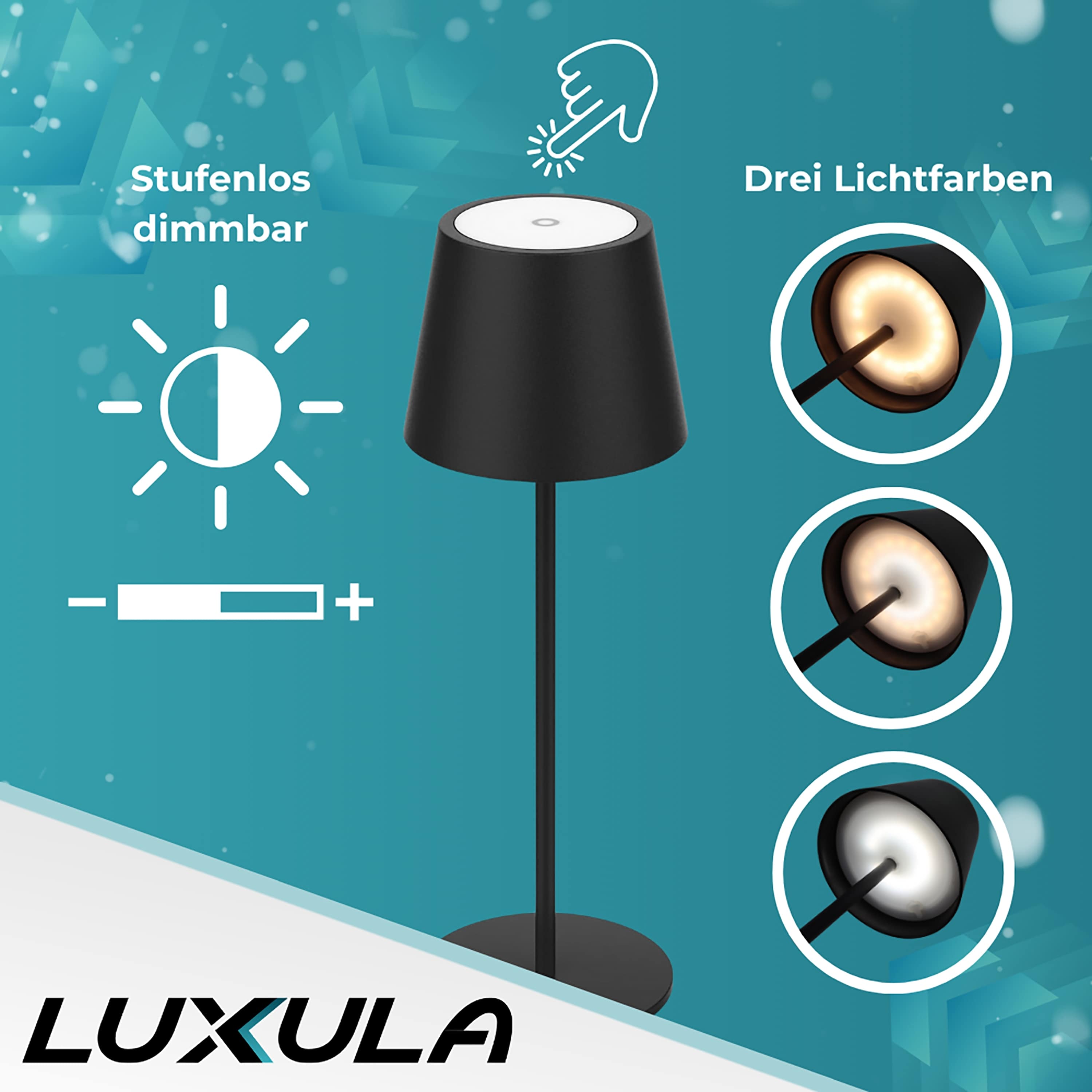 LUXULA LED-Akku-Tischleuchte LX700160, 3W, 200lm, Dimm- und CCT-Funktion LUXULA LED-Akku-Tischleuchte LX700160, 3W, 200lm, Dimm- und CCT-Funktion