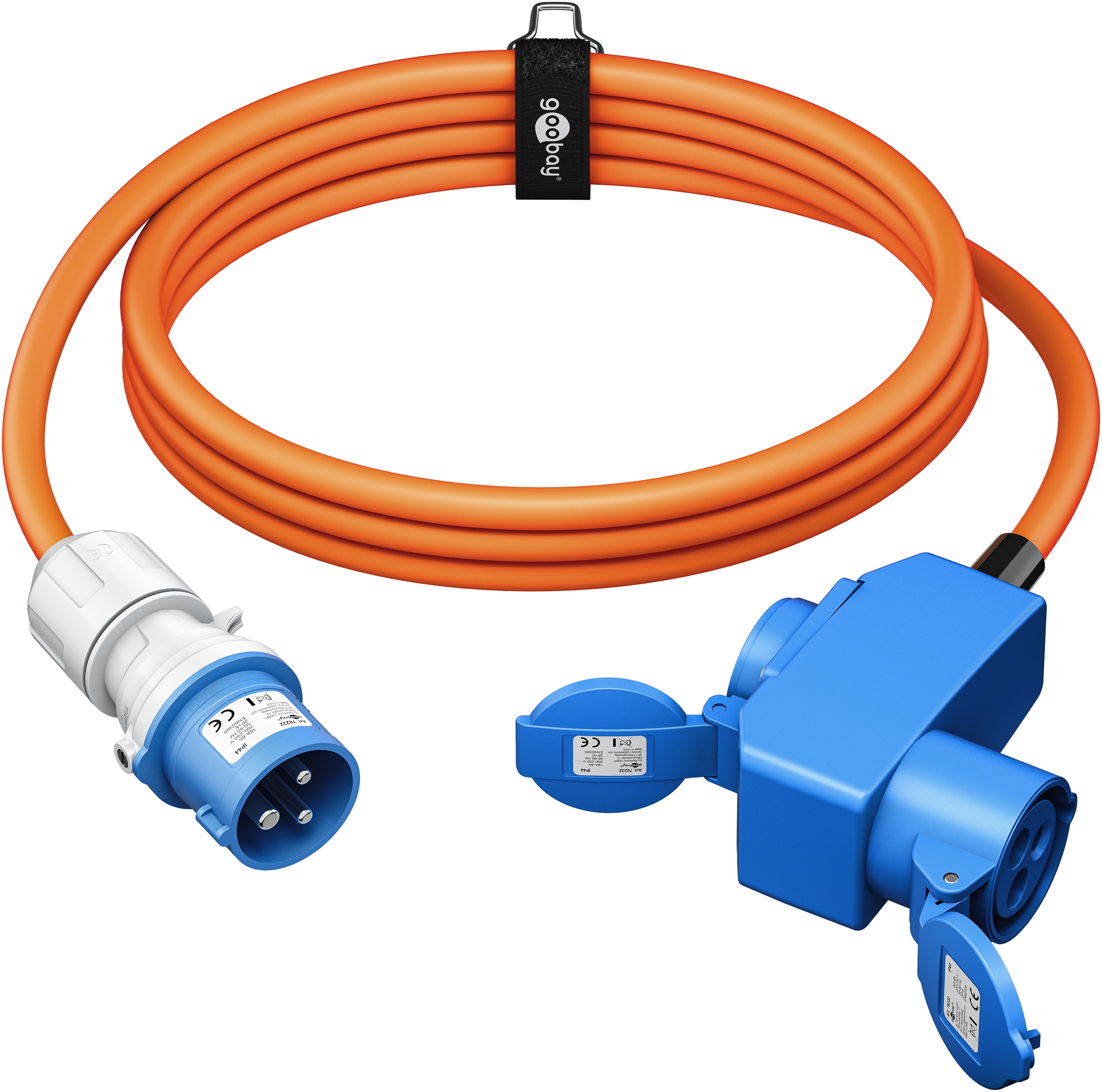 GOOBAY CEE-Adapterkabel 76232, 1,5 m, Stecker zu Kupplung + Schutzkontakt Kupplung