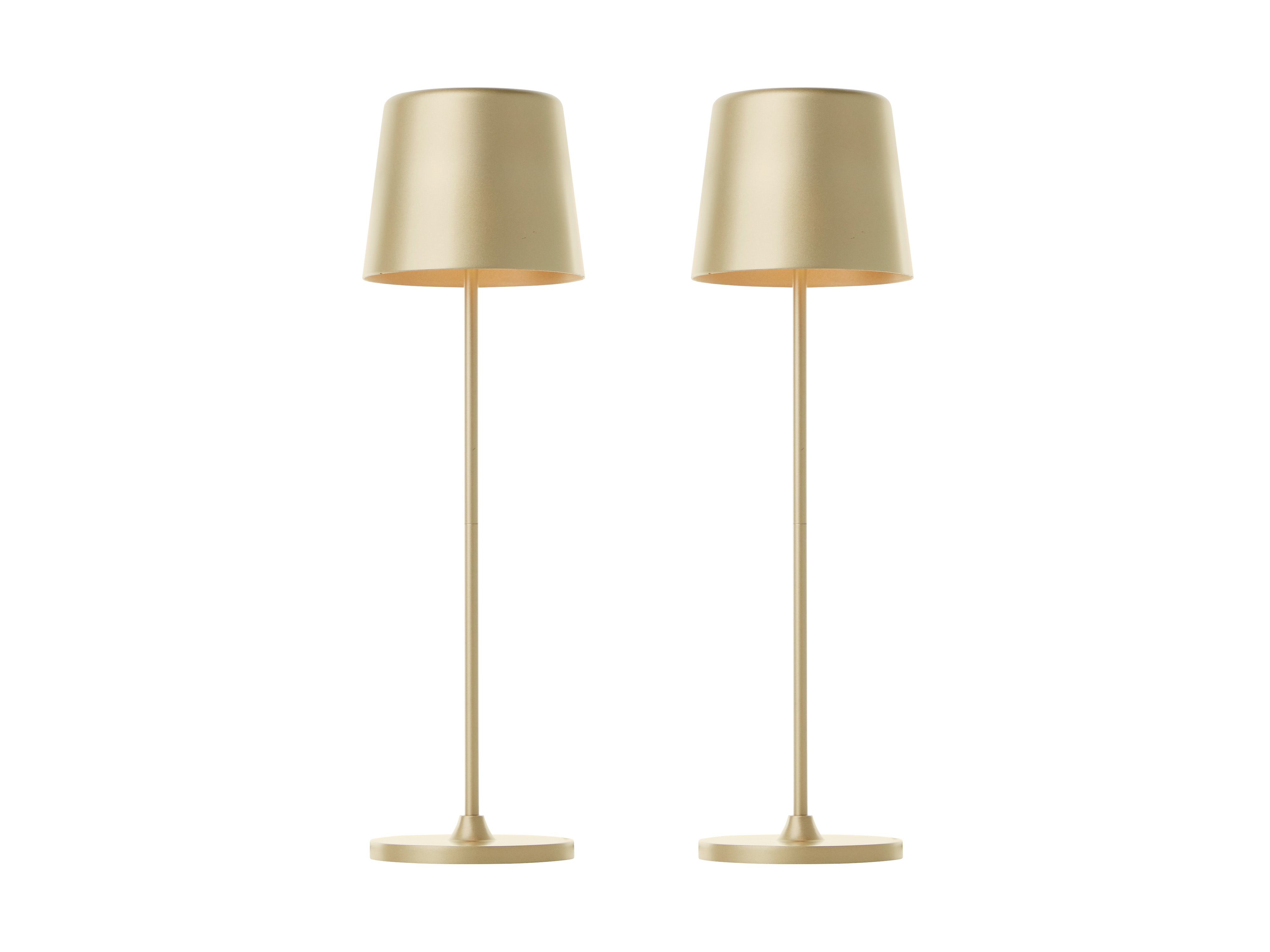 BRILLIANT LED-Akku-Tischleuchte Kaami, 2 W, 310 lm, 3000 K, gold, 2er Set