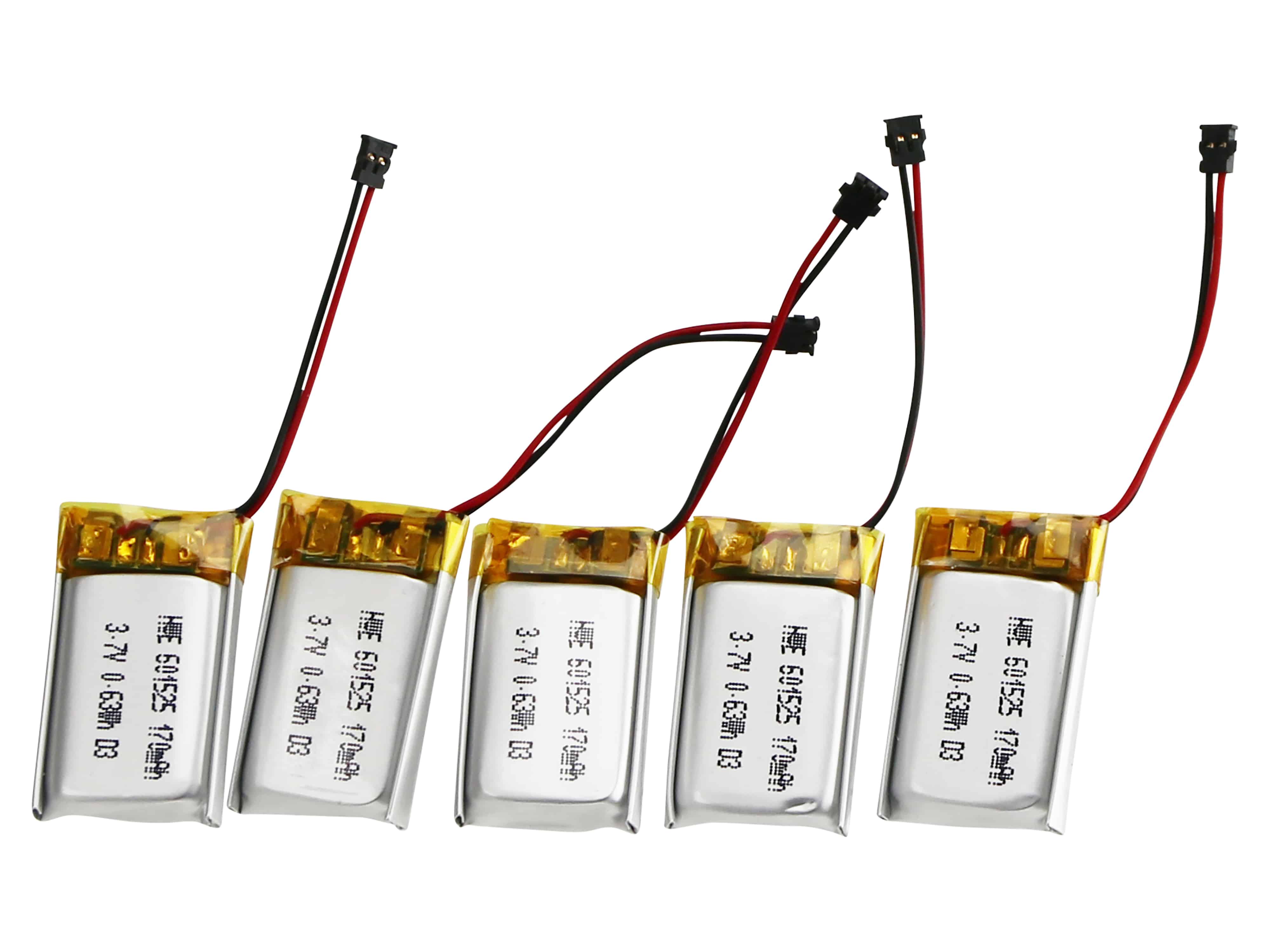 Lithium-Polymer-Akku HWE601525, 3,7 V/170 mAh, 5 Stück Lithium-Polymer-Akku HWE601525, 5 Stück