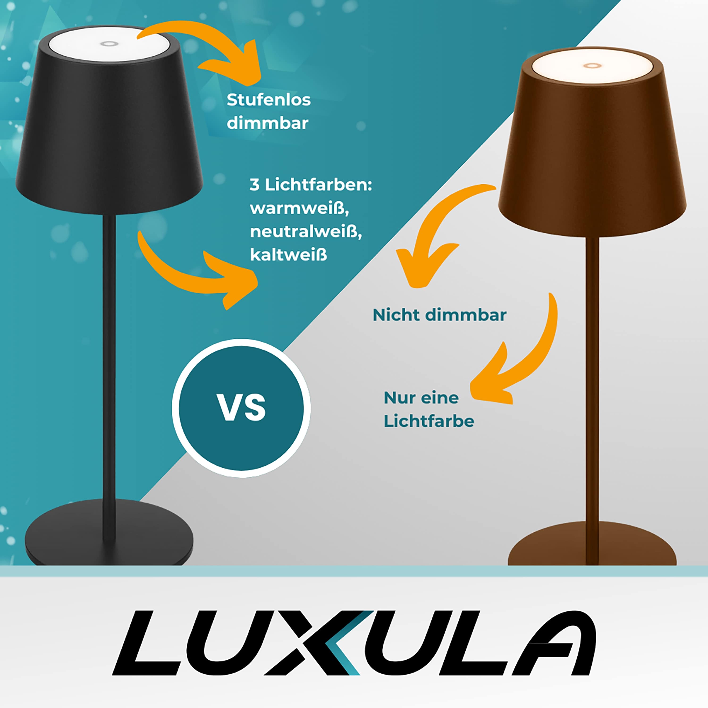 LUXULA LED-Akku-Tischleuchte LX700160, 3W, 200lm, Dimm- und CCT-Funktion LUXULA LED-Akku-Tischleuchte LX700160, 3W, 200lm, Dimm- und CCT-Funktion