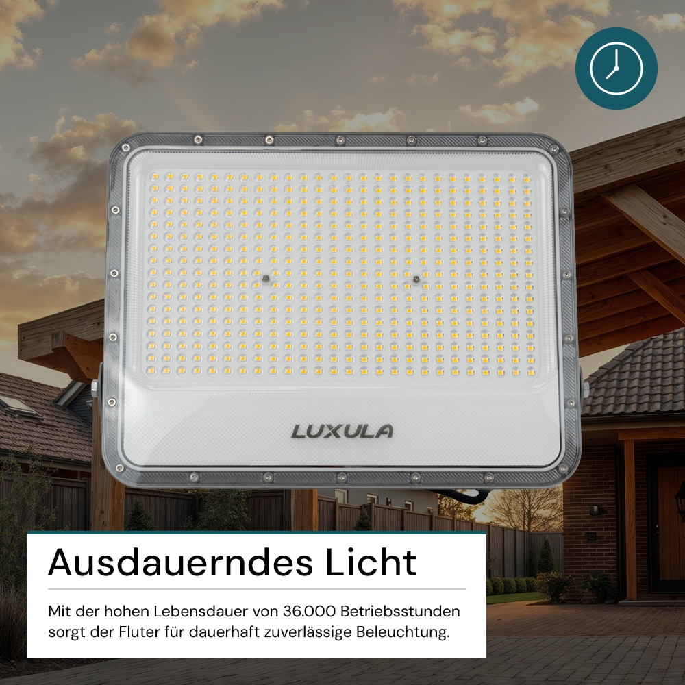 LUXULA LED-Fluter, EEK: E, 300W, 37500lm, 4000K, IP65, grau LUXULA LED-Fluter, EEK: E, 300W, 37500lm, 4000K, IP65, grau