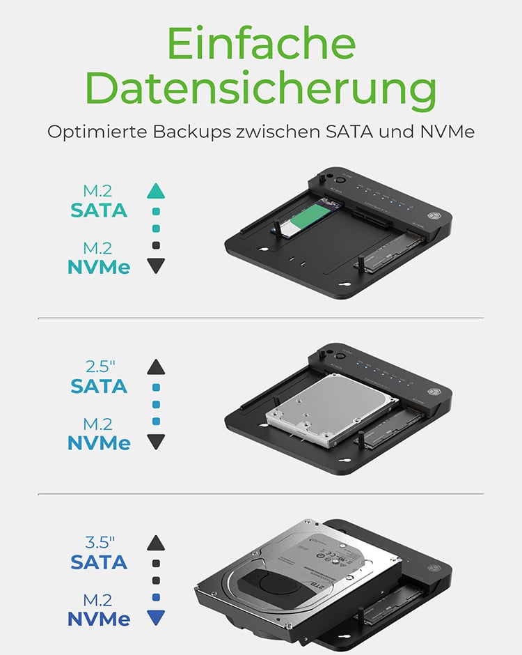 ICY BOX CloneStation & DockingStation IB-2915MSCL-C31 M.2 NVME & SATA 2.5''/3.5'' SSD/HDD ICY BOX CloneStation & DockingStation IB-2915MSCL-C31 M.2 NVME & SATA 2.5''/3.5'' SSD/HDD