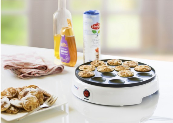 BESTRON Poffertjes Maker Retro Design, Mini Pfannkuchen Automat, 800W, weiß BESTRON Poffertjes Maker Retro Design, Mini Pfannkuchen Automat, 800W, weiß