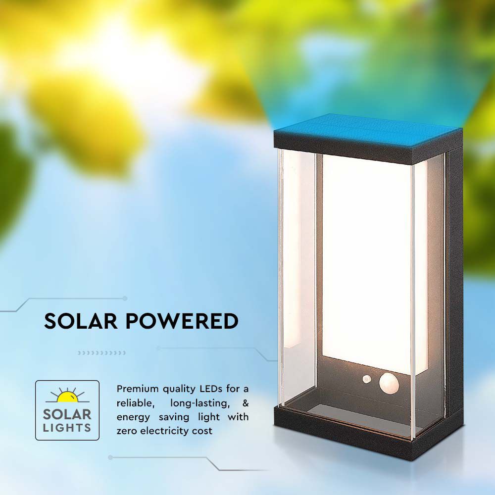 V-TAC Solar LED-Außenleuchte VT-1193, 1 W, 3000 K, mit Sensor, schwarz V-TAC Solar LED-Außenleuchte VT-1193, 1 W, 3000 K, mit Sensor, schwarz
