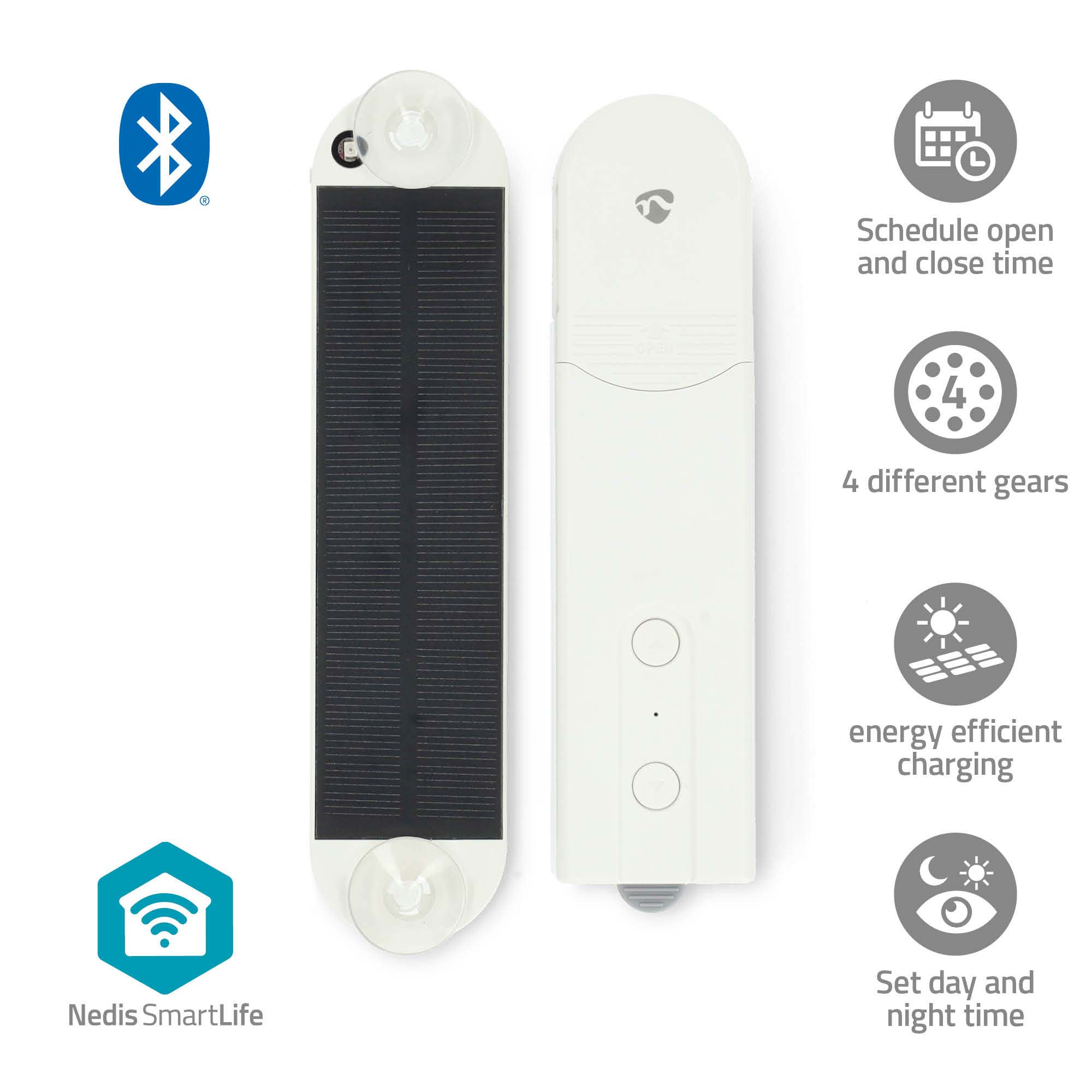 NEDIS Vorhangroboter SmartLife, Netzstrom-/Solarbetrieben, weiß