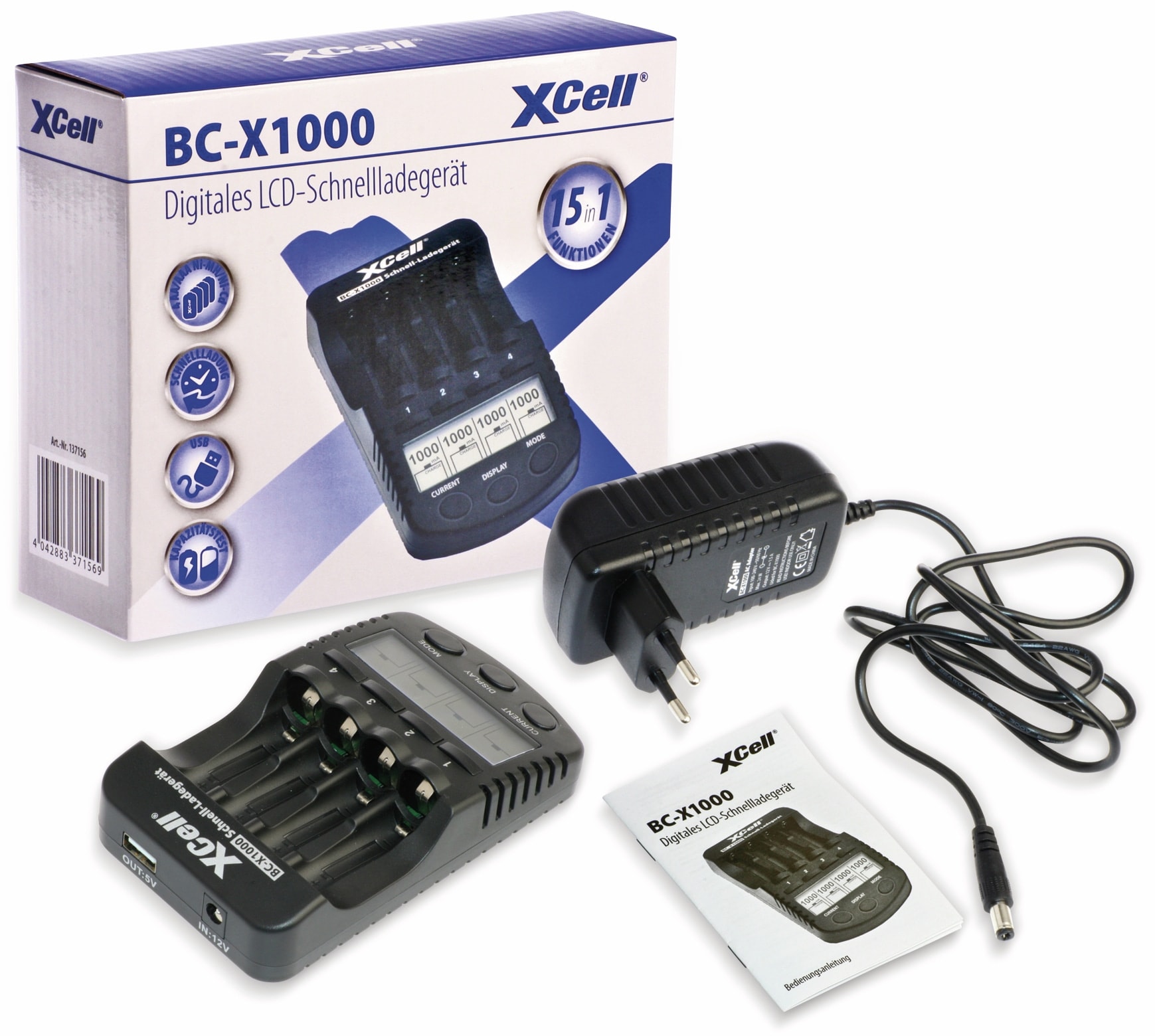 XCELL Ladegerät BC-X1000, mit LCD-Display XCELL Ladegerät BC-X1000, mit LCD-Display