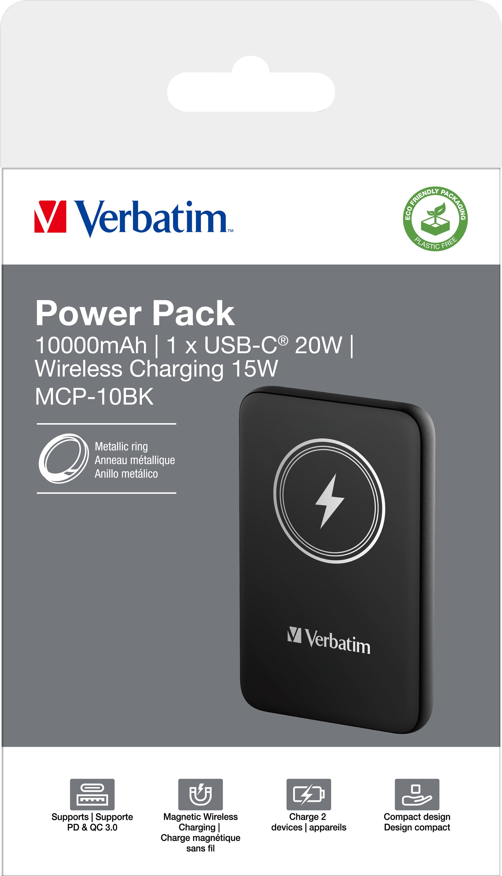 VERBATIM Akku Powerbank, 10.000mAh, MCP-10BK, schwarz VERBATIM Akku Powerbank, 10.000mAh, MCP-10BK, schwarz