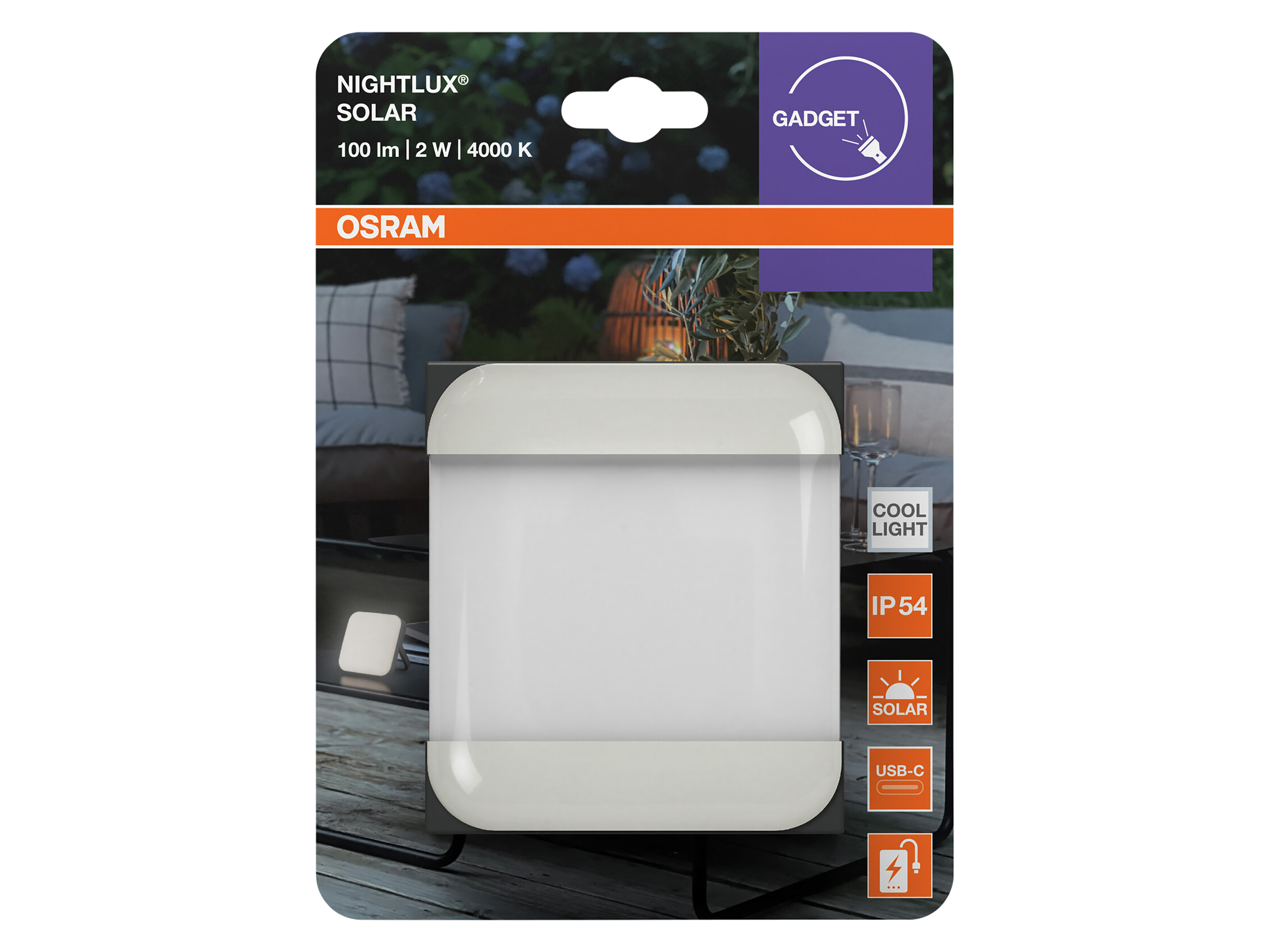 OSRAM Solar LED-Leuchte, 2W, 4000K, 100lm, neutralweiß, IP54, grau, mit integrierter Powerbank OSRAM Solar LED-Leuchte, 2W, 4000K, 100lm, neutralweiß, IP54, grau, mit integrierter Powerbank