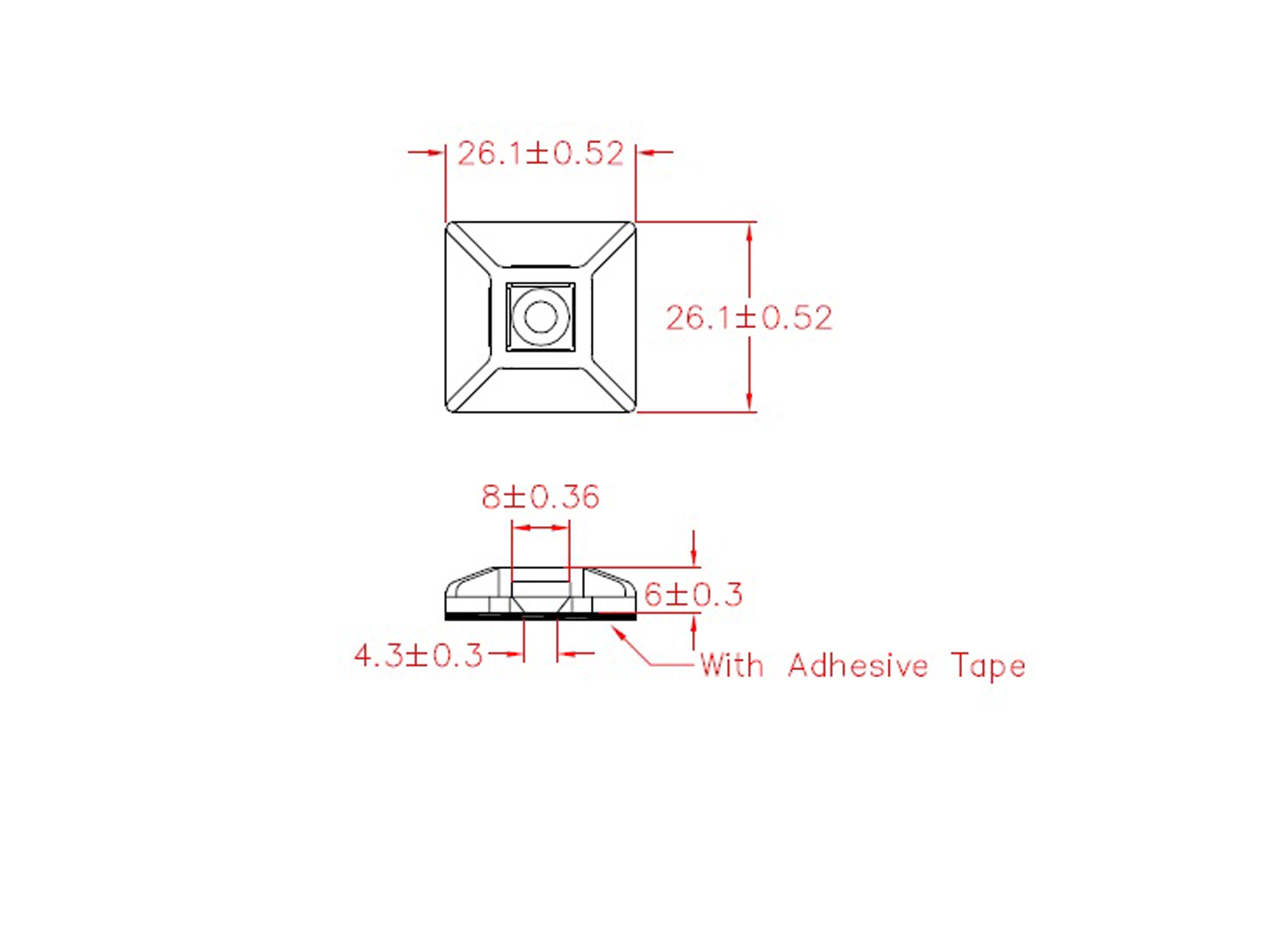 KSS Befestigungssockel selbstklebend Polyamid 6.6, Natur, L=26,1, B=26,1, 1 Stück KSS Befestigungssockel selbstklebend Polyamid 6.6, Natur, L=26,1, B=26,1, 1 Stück
