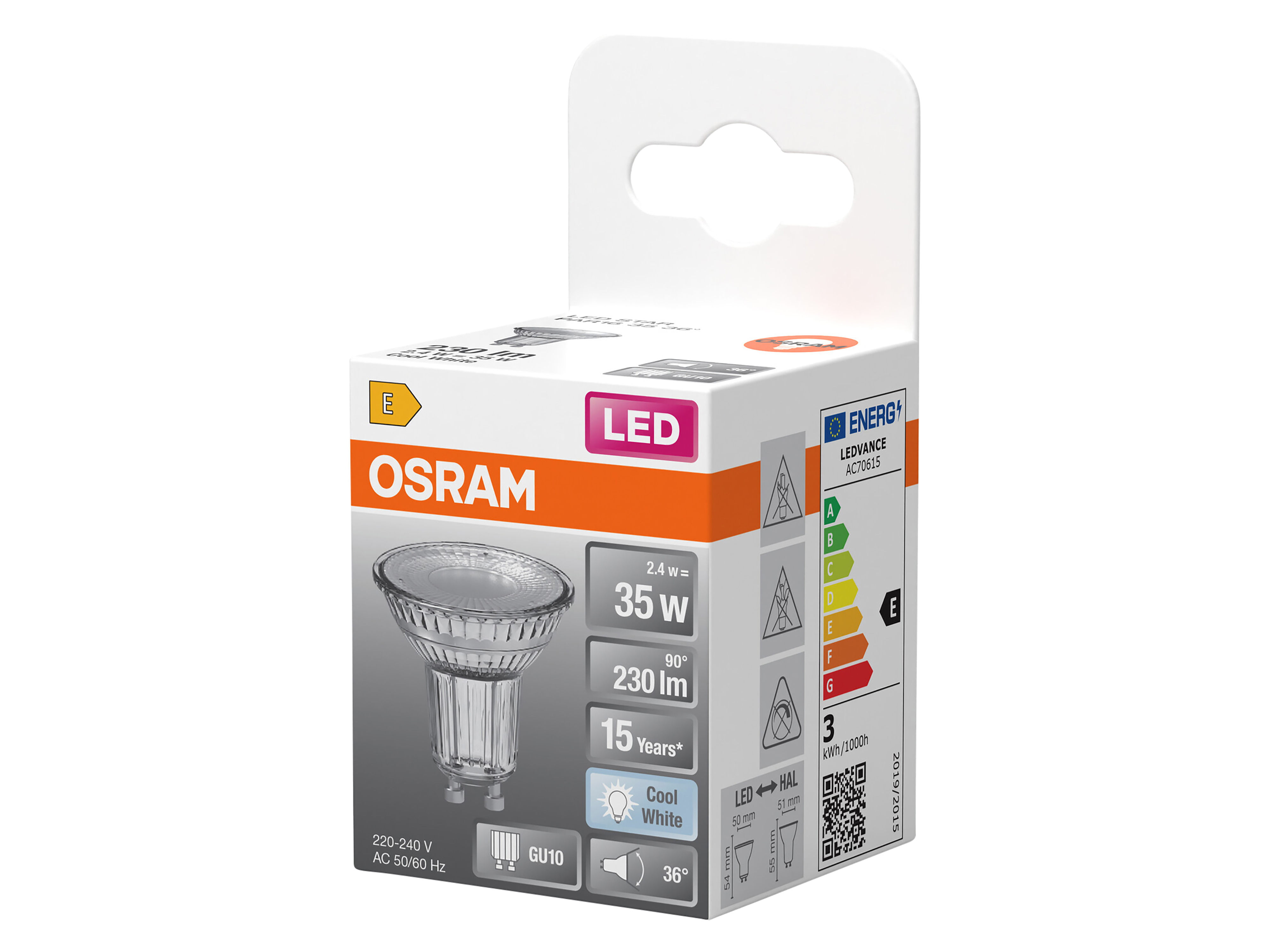 OSRAM LED-Lampe STAR, GU10, 2,4 W, 4000 K, EEK: E, 230 lm, IP20, neutralweiß OSRAM LED-Lampe STAR, GU10, 2,4 W, 4000 K, EEK: E, 230 lm, IP20, neutralweiß