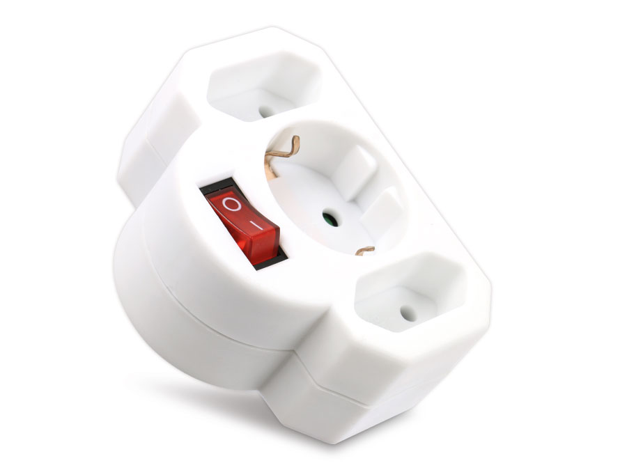 HEITECH Multisteckdose mit Schalter, horizontal, 16 A, weiß