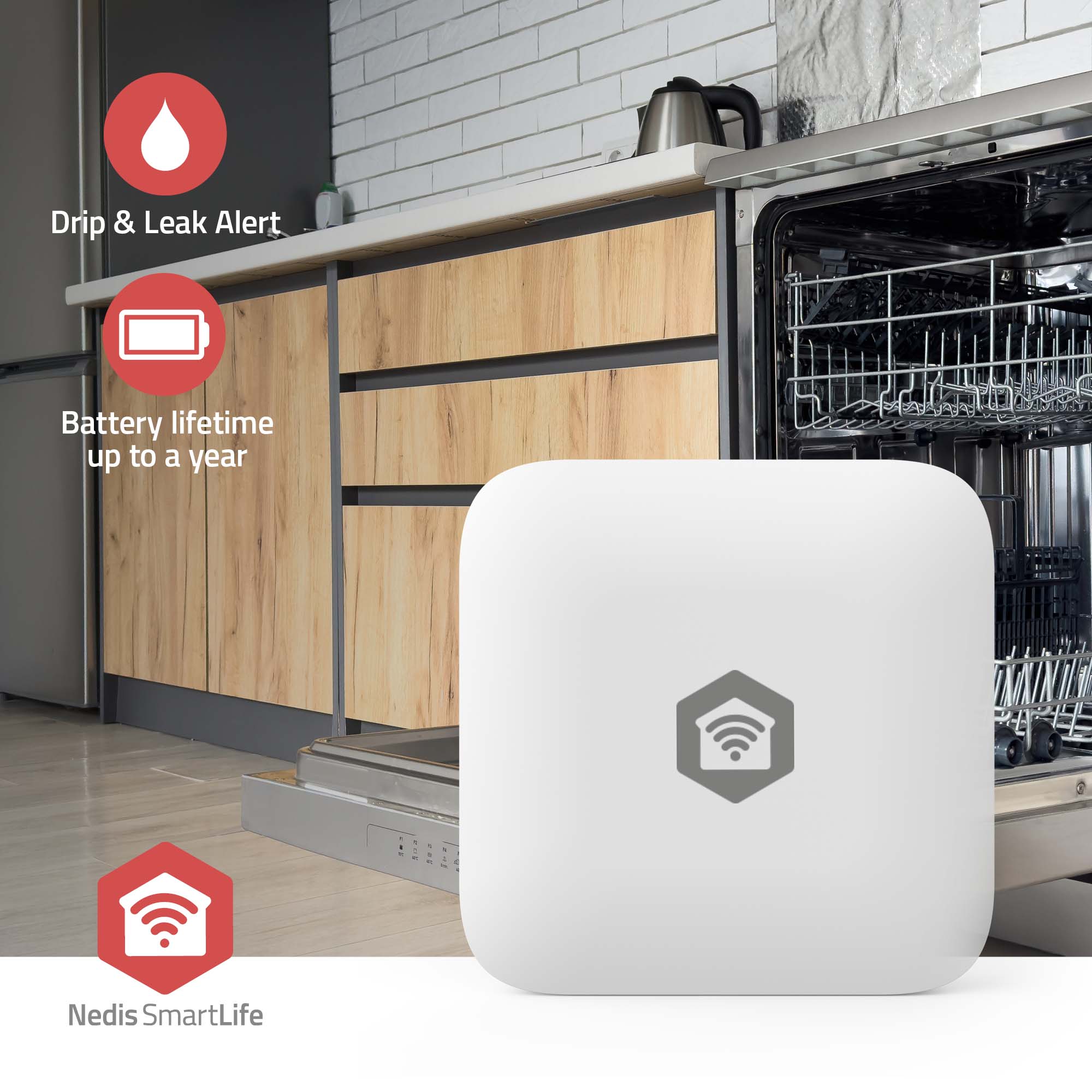 NEDIS Wassermelder SmartLife, weiß NEDIS Wassermelder SmartLife, weiß