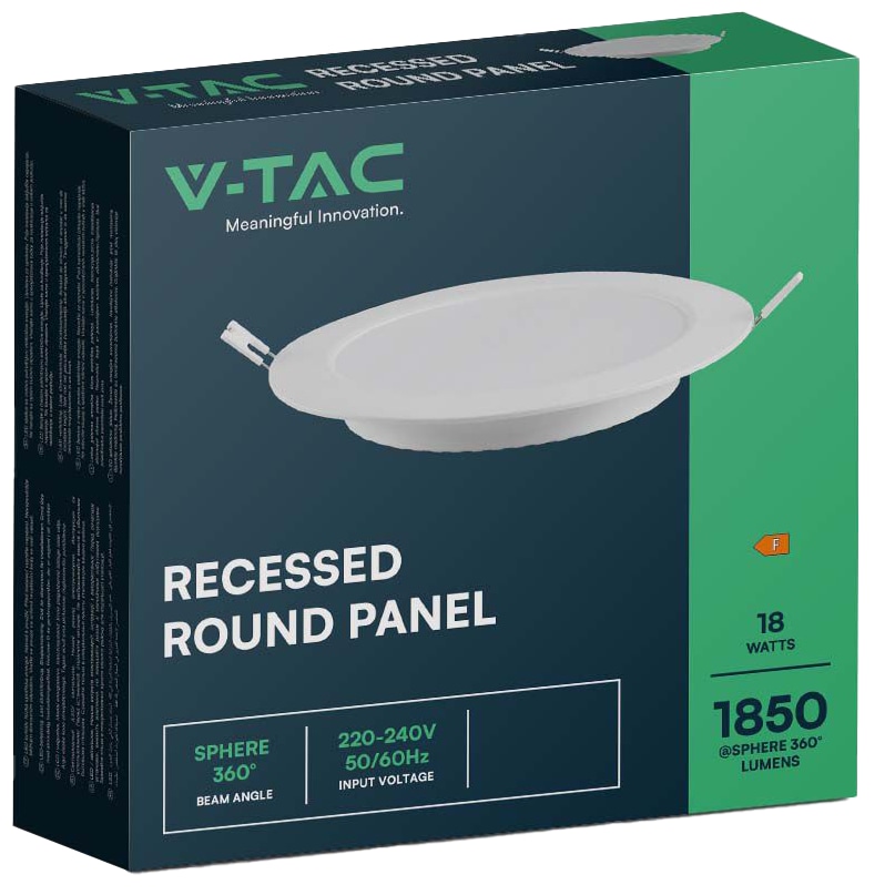 V-TAC LED-Einbauleuchte VT-61018, EEK: F, 18 W, 1850 lm, 3000 K V-TAC LED-Einbauleuchte VT-61018, EEK: F, 18 W, 1850 lm, 3000 K
