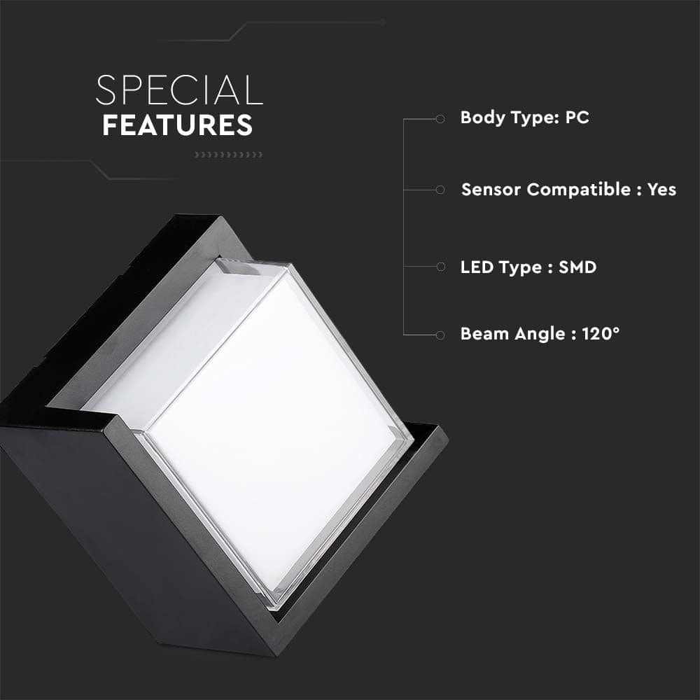 V-TAC LED-Wandleuchte VT-827, EEK: F, 12 W, 1160 lm, 4000 K, schwarz V-TAC LED-Wandleuchte VT-827, EEK: F, 12 W, 1160 lm, 4000 K, schwarz