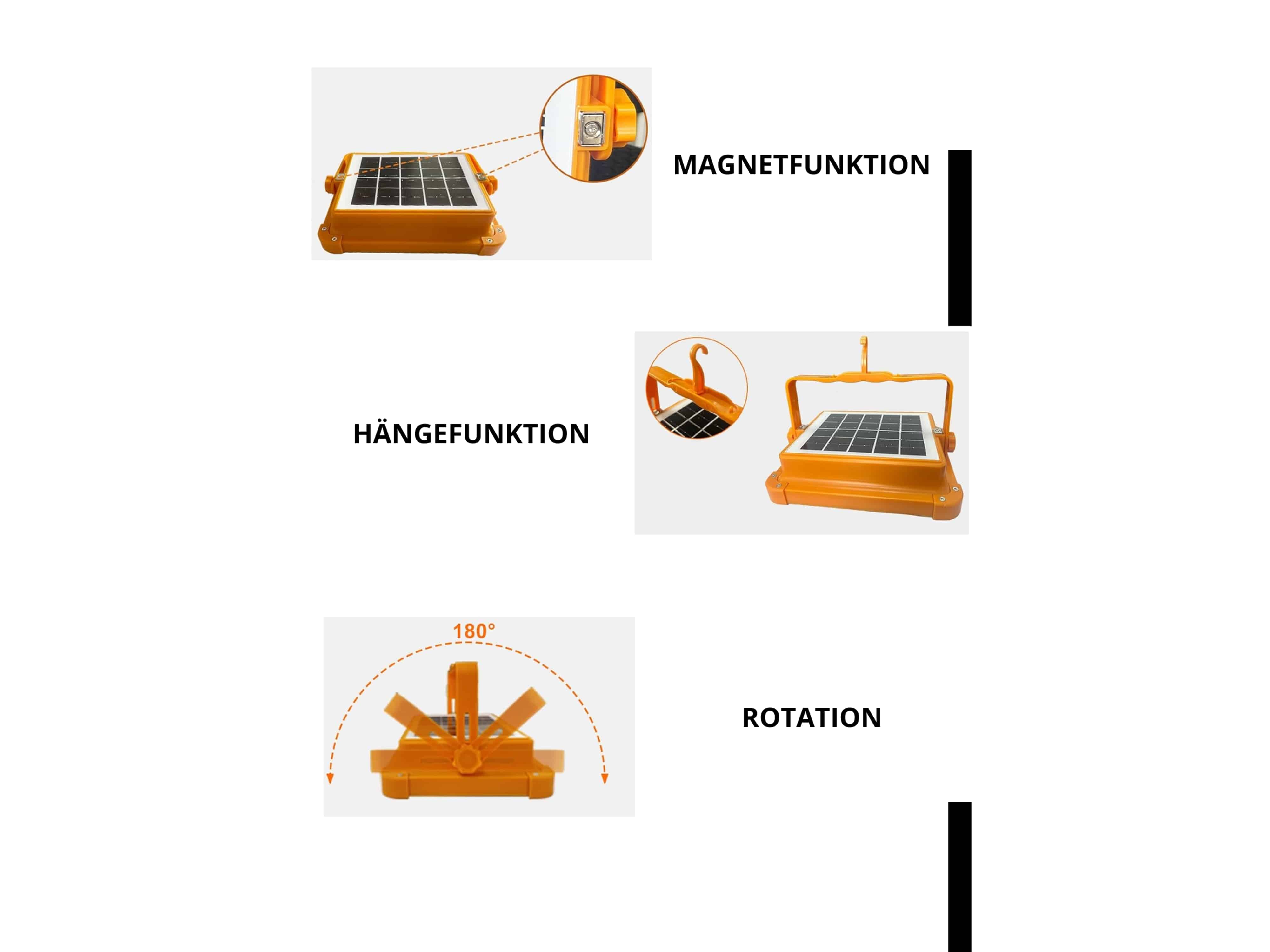 LUXULA Solar-Led-Baustrahler LXSO400110, Akku, CCT, IP65, Magnet-und Hängefunktion LUXULA Solar-Led-Baustrahler LXSO400110, Akku, CCT, IP65, Magnet-und Hängefuntion