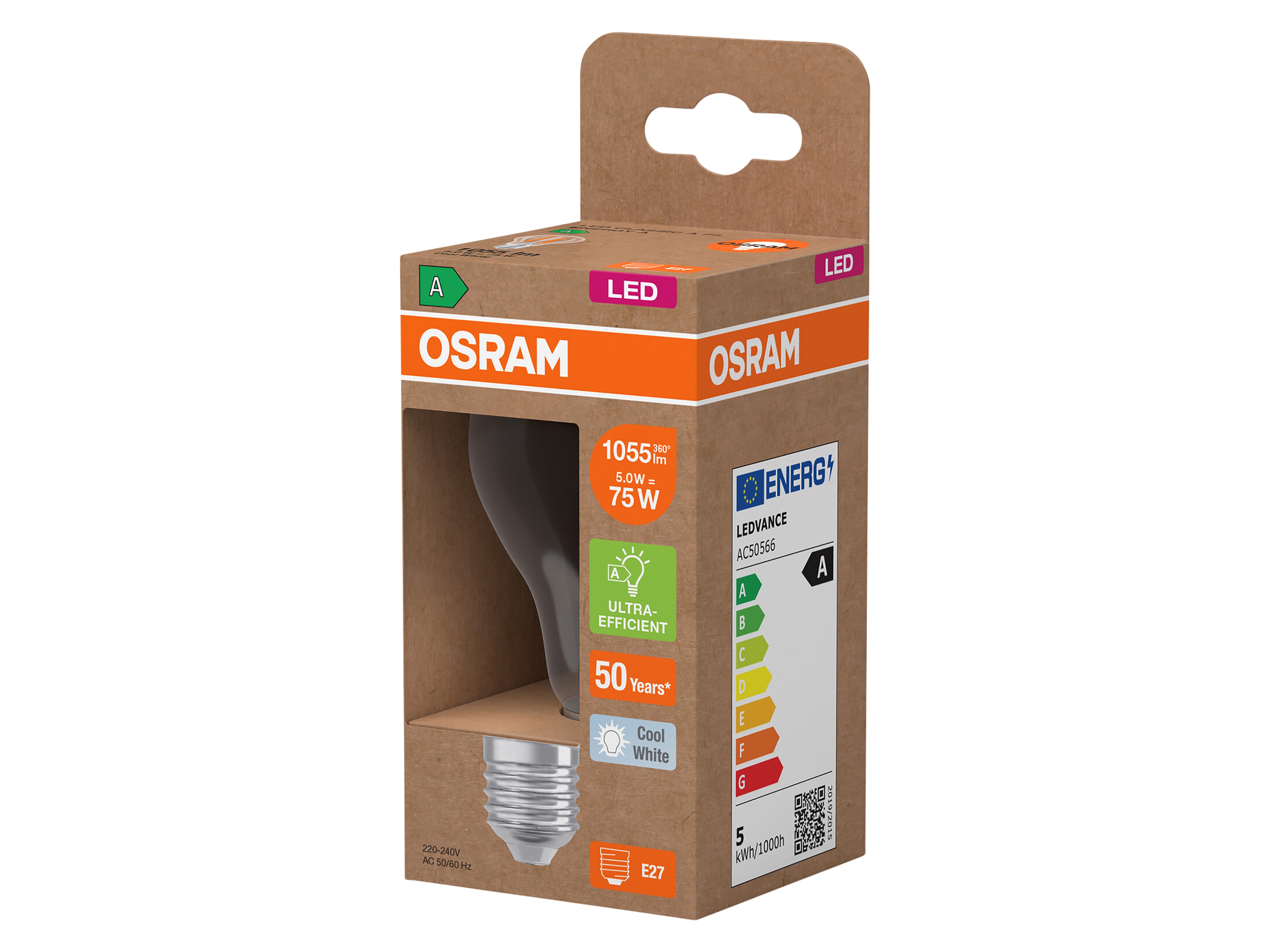 OSRAM LED-Leuchte, Kolbenform, E27, 5 W, 4000 K, EEK: A, 1055 lm, neutralweiß OSRAM LED-Leuchte, Kolbenform, E27, 5 W, 4000 K, EEK: A, 1055 lm, neutralweiß