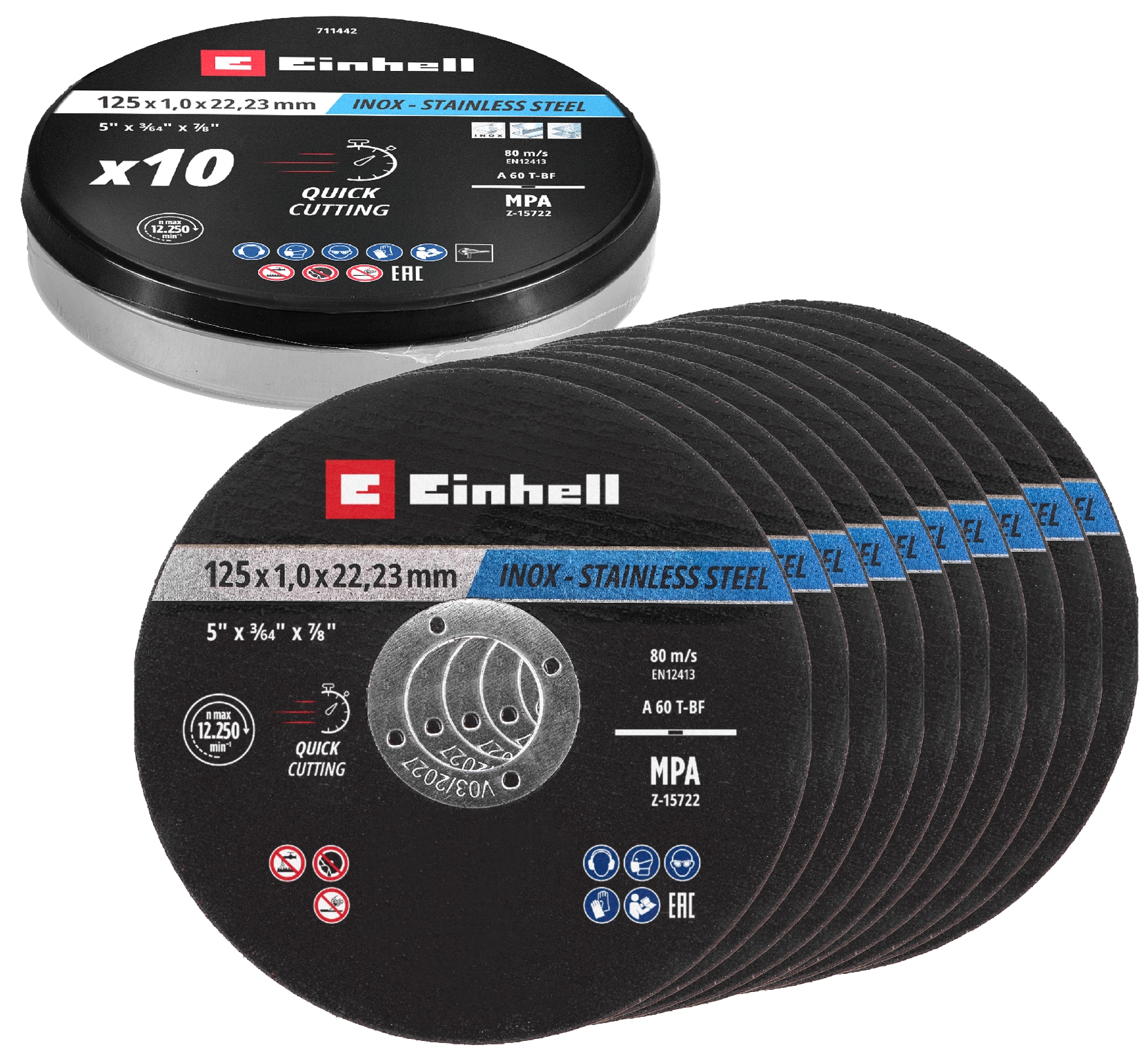 EINHELL Trennscheiben, 711442, 125x1,0 mm, 10 Stück EINHELL Trennscheiben, 711442, 125x1,0 mm, 10 Stück