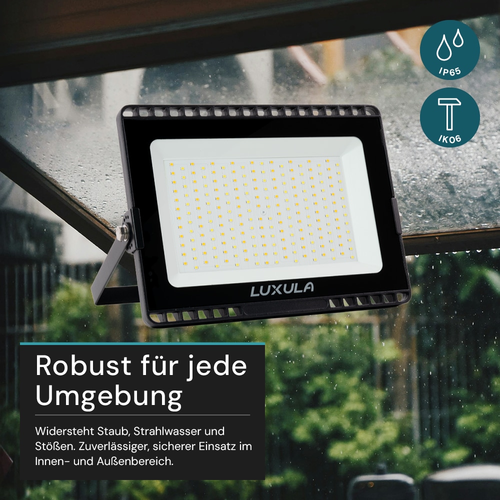 LUXULA LED-Fluter, EEK: F, 100W, 10000lm, CCT, schwarz