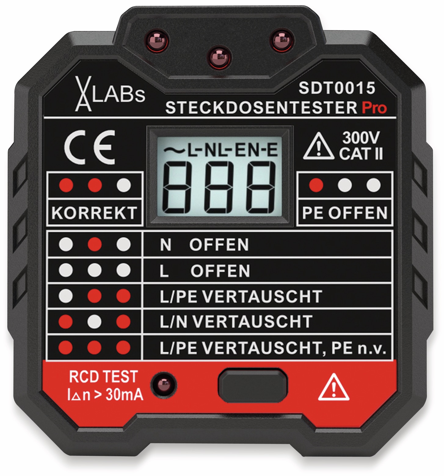 VA LABS SDT0015: Steckdosentester mit RCD-Prüfung und LCD VA LABS SDT0015: Steckdosentester mit RCD-Prüfung und LCD