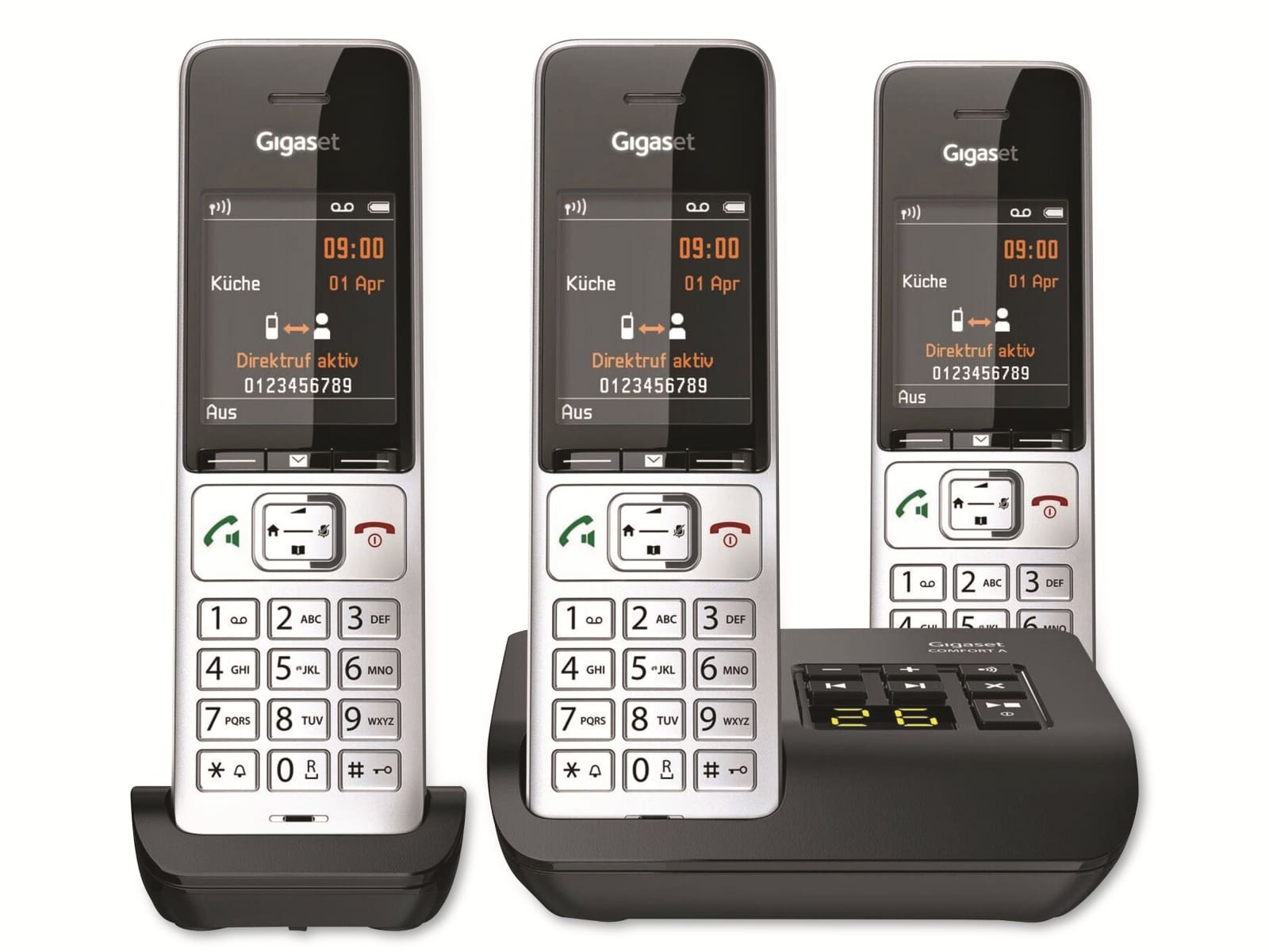 GIGASET Telefon Comfort 500A, trio, silber-schwarz GIGASET Telefon Comfort 500A, trio, silber-schwarz