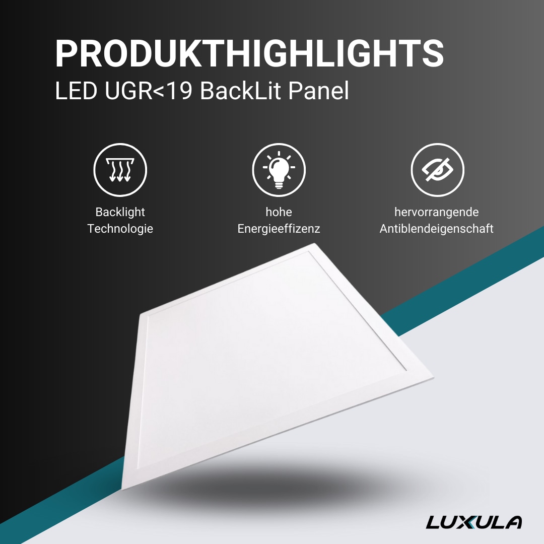 LUXULA LED-Panel, BackLit, 40 W, 4400 lm, EEK: E, 620x620 mm, 3000 K LUXULA LED-Panel, BackLit, 40 W, 4400 lm, EEK: E, 620x620 mm, 3000 K