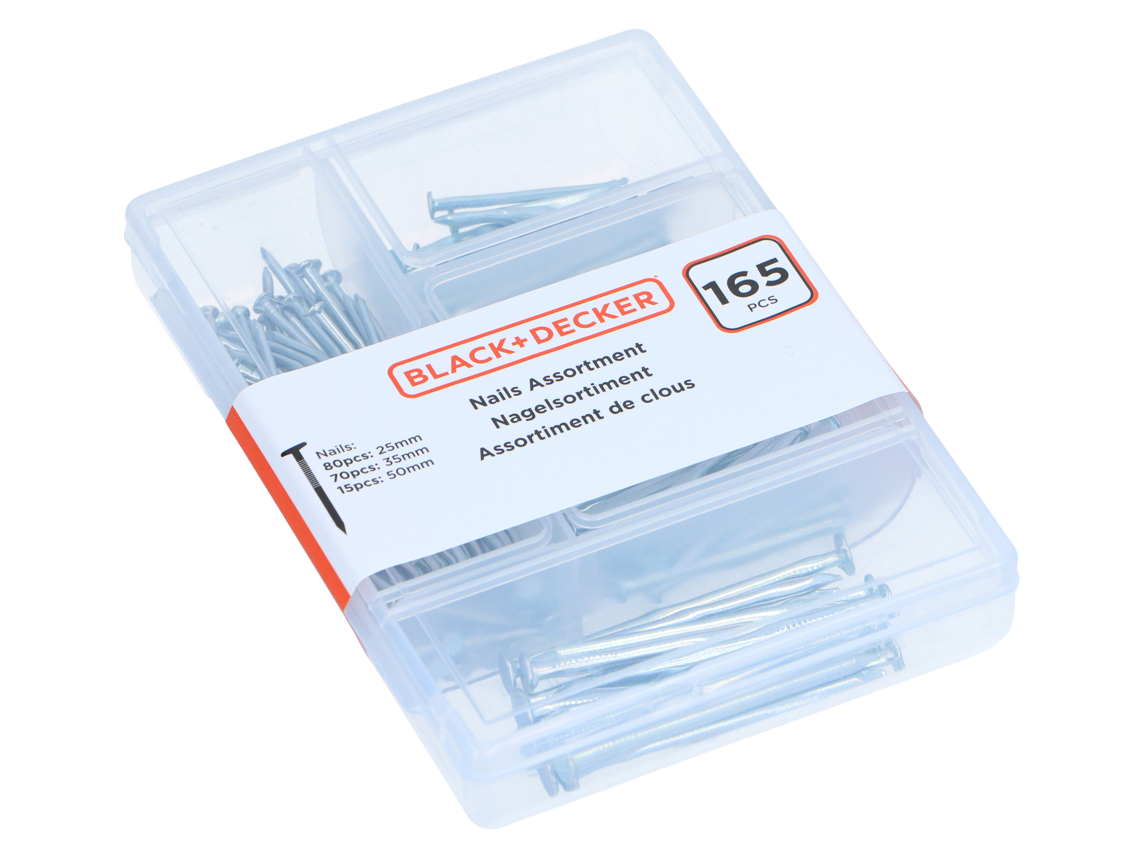 BLACK & DECKER Nagelsortiment, 165 teilig Nagelsortiment, BLACK+DECKER, 165 teilig