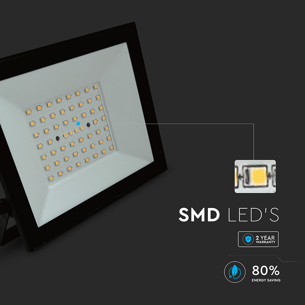 V-TAC LED-Fluter, VT-44054, 50 W, 4000K, EEK: F, 4000 lm, neutralweiß, IP65, schwarz V-TAC LED-Fluter, VT-44054, 50 W, 4000K, EEK: F, 4000 lm, neutralweiß, IP65, schwarz