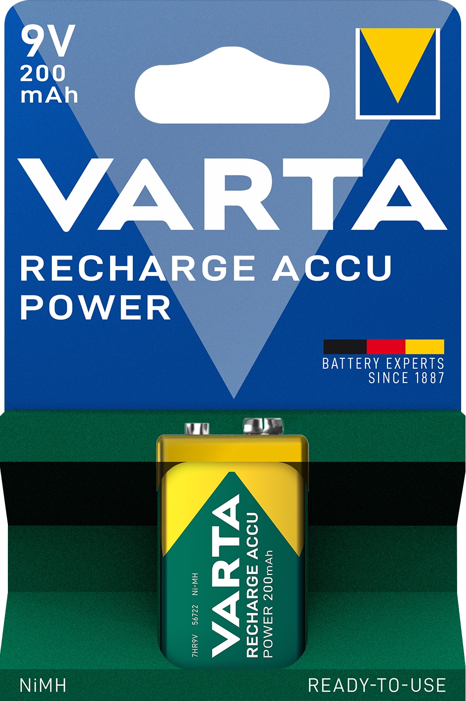 VARTA NiMH-9 V-Block-Akku 56722 Ready-To-Use, 200 mAh VARTA NiMH-9 V-Block-Akku 56722 Ready-To-Use, 200 mAh