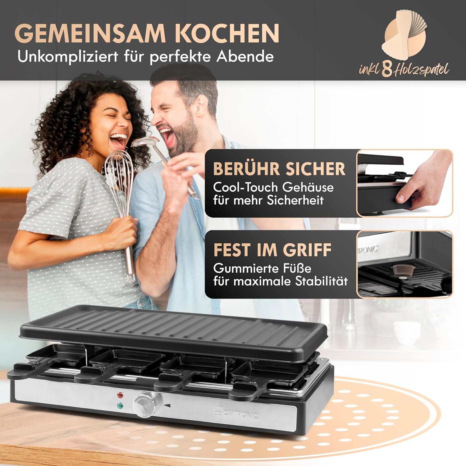 CLATRONIC Raclette RG 3757, 1400 W, 8 Personen, schwarz CLATRONIC Raclette RG 3757, 1400 W, 8 Personen, schwarz
