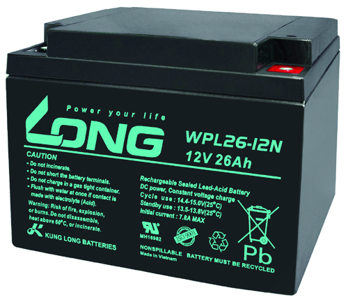 KUNG LONG Blei-Akkumulator Longlife, WPL26-12N-M, 12 V-, 26 Ah KUNG LONG Blei-Akkumulator Longlife, WPL26-12N-M, 12 V-, 26 Ah