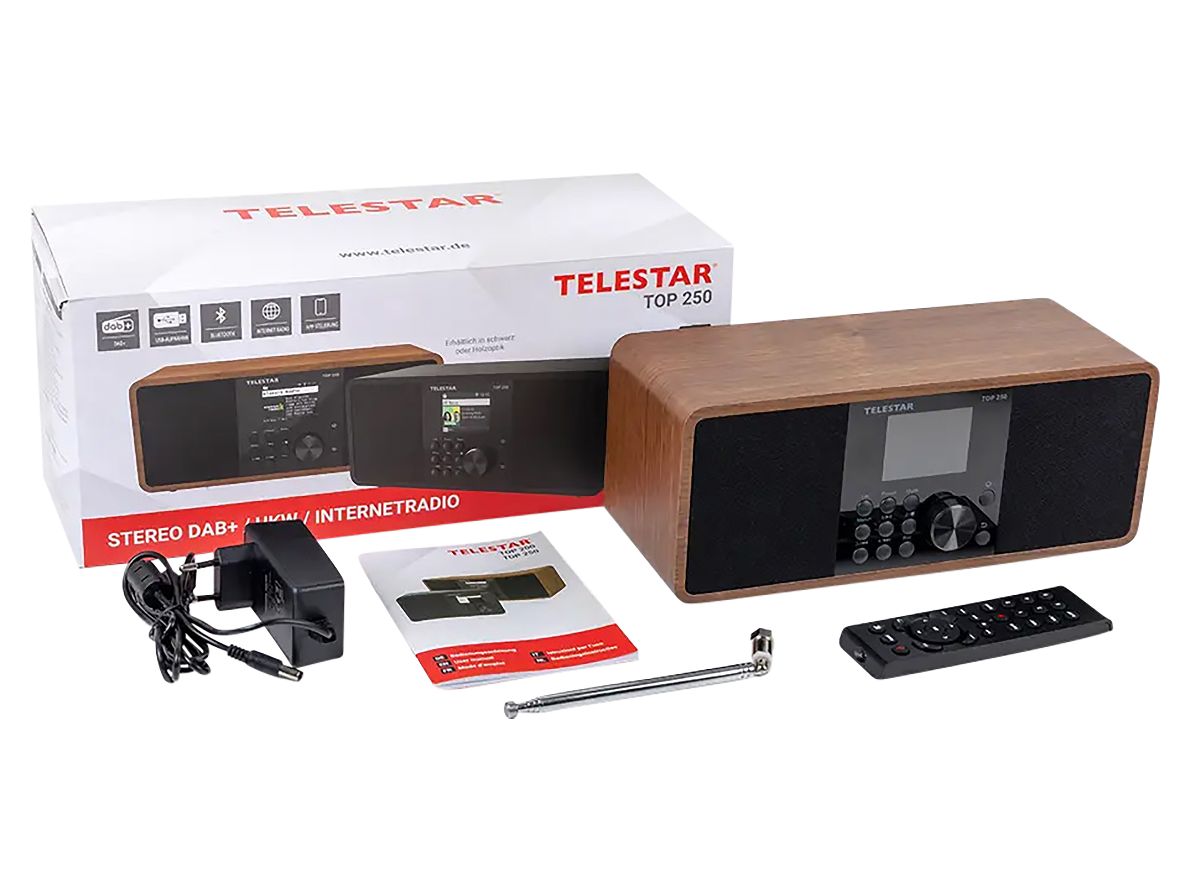 TELESTAR Internetradio TOP 250, DAB+/UKW, Bluetooth, Holzoptik TELESTAR Internetradio TOP 250, DAB+/UKW, Bluetooth, Holzoptik