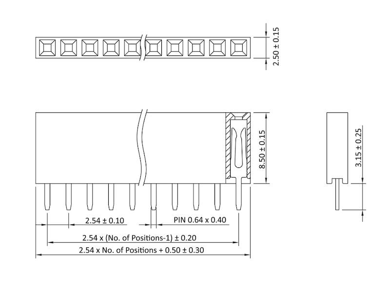 ECON CONNECT Buchsenleiste BLG1X19, 1x19, RM 2,54 mm, H 8,5 mm ECON CONNECT Buchsenleiste BLG1X19, 1x19, RM 2,54 mm, H 8,5 mm