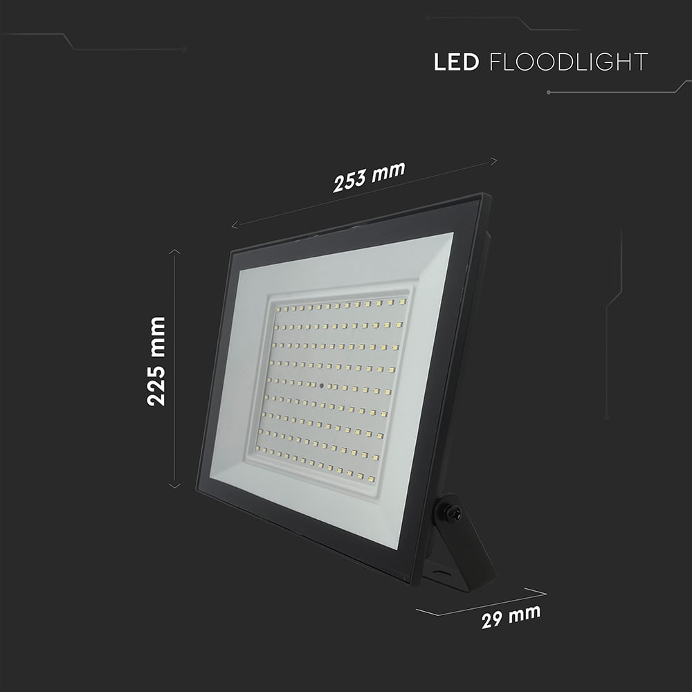 V-TAC LED-Fluter, VT-44109, 100 W, 6500K, EEK: F, 8150 lm, kaltweiß, IP65, schwarz V-TAC LED-Fluter, VT-44109, 100 W, 6500K, EEK: F, 8150 lm, kaltweiß, IP65, schwarz