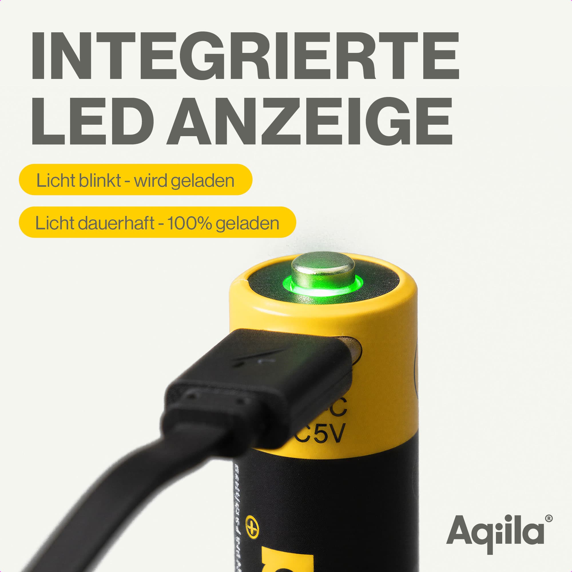 AQIILA Li-lon-Akku, AA, USB-C, 1,5 V, 4er Pack Li-lon-Akku AQILLA, AA, USB-C, 1,5 V, 4er Pack