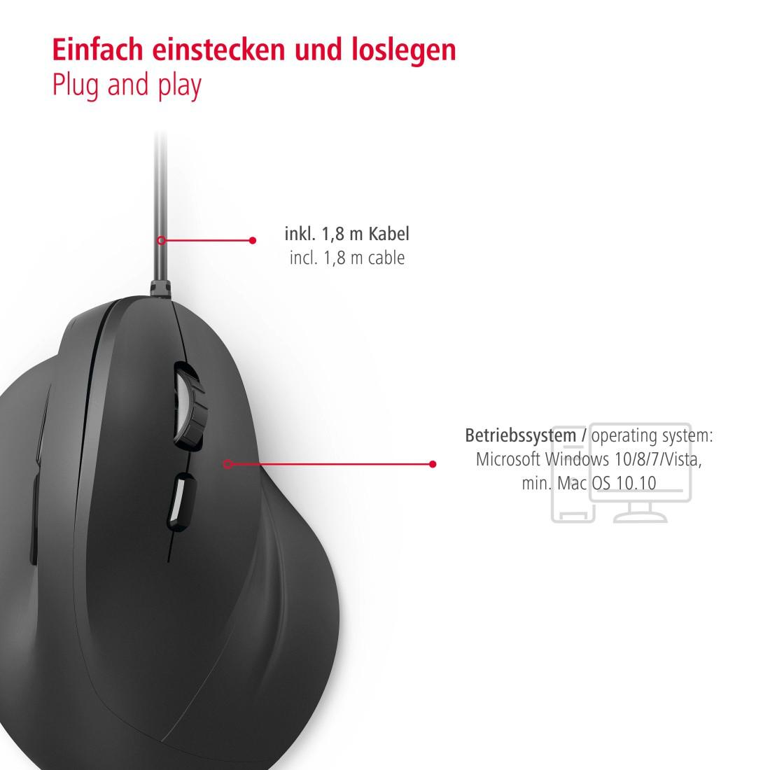 HAMA USB-Maus EMC-500, ergonomisch, 6 Tasten, schwarz HAMA USB-Maus EMC-500, ergonomisch, 6 Tasten, schwarz