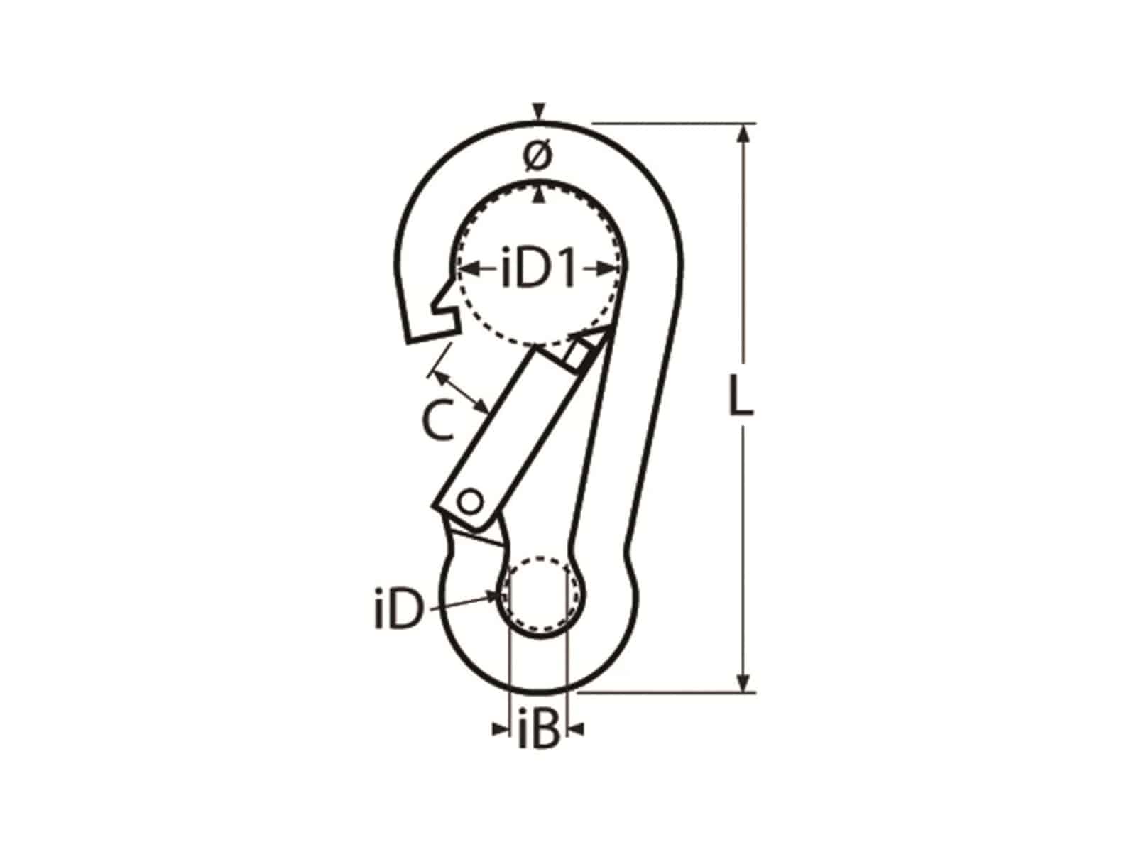 MARINETECH Karabinerhaken Edelstahl A4, 5x50 mm MARINETECH Karabinerhaken Edelstahl A4, 5x50 mm