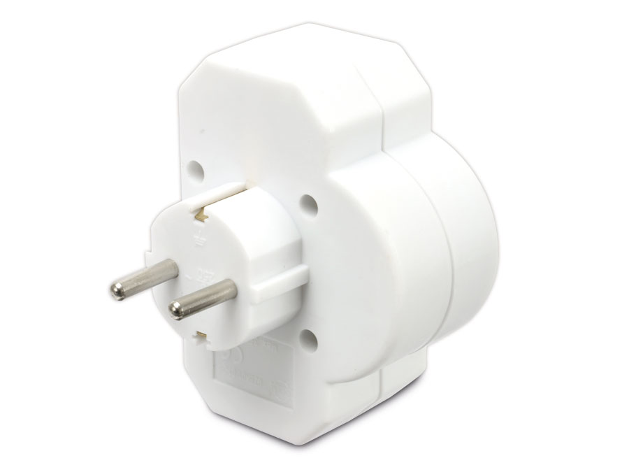 HEITECH Multisteckdose mit Schalter, horizontal, 16 A, weiß