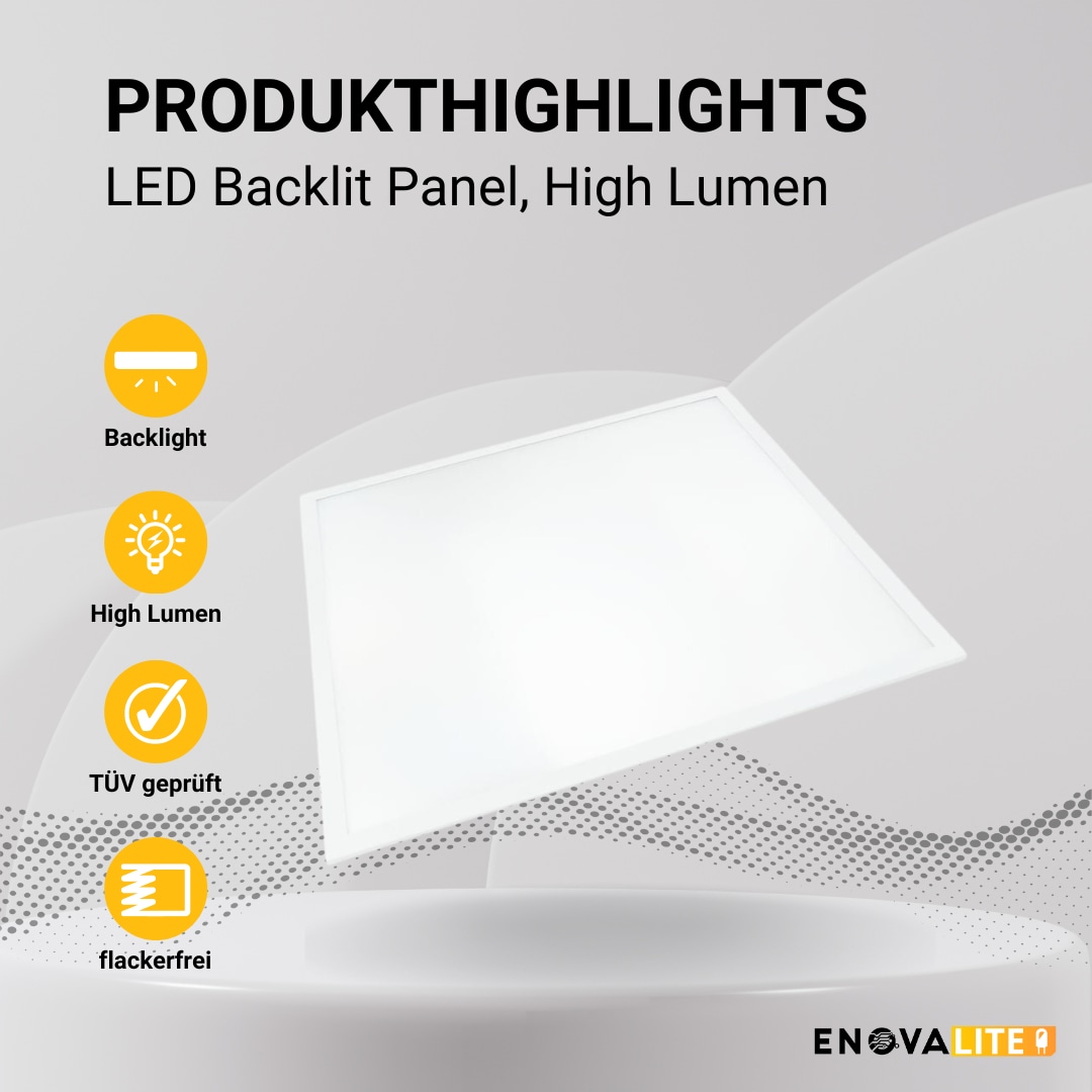 ENOVALITE LED-Panel, 30 W, 4500 lm, EEK: D, Backlit, 620x620 mm, 4000 K ENOVALITE LED-Panel, 30 W, 4500 lm, EEK: D, Backlit, 620x620 mm, 4000 K